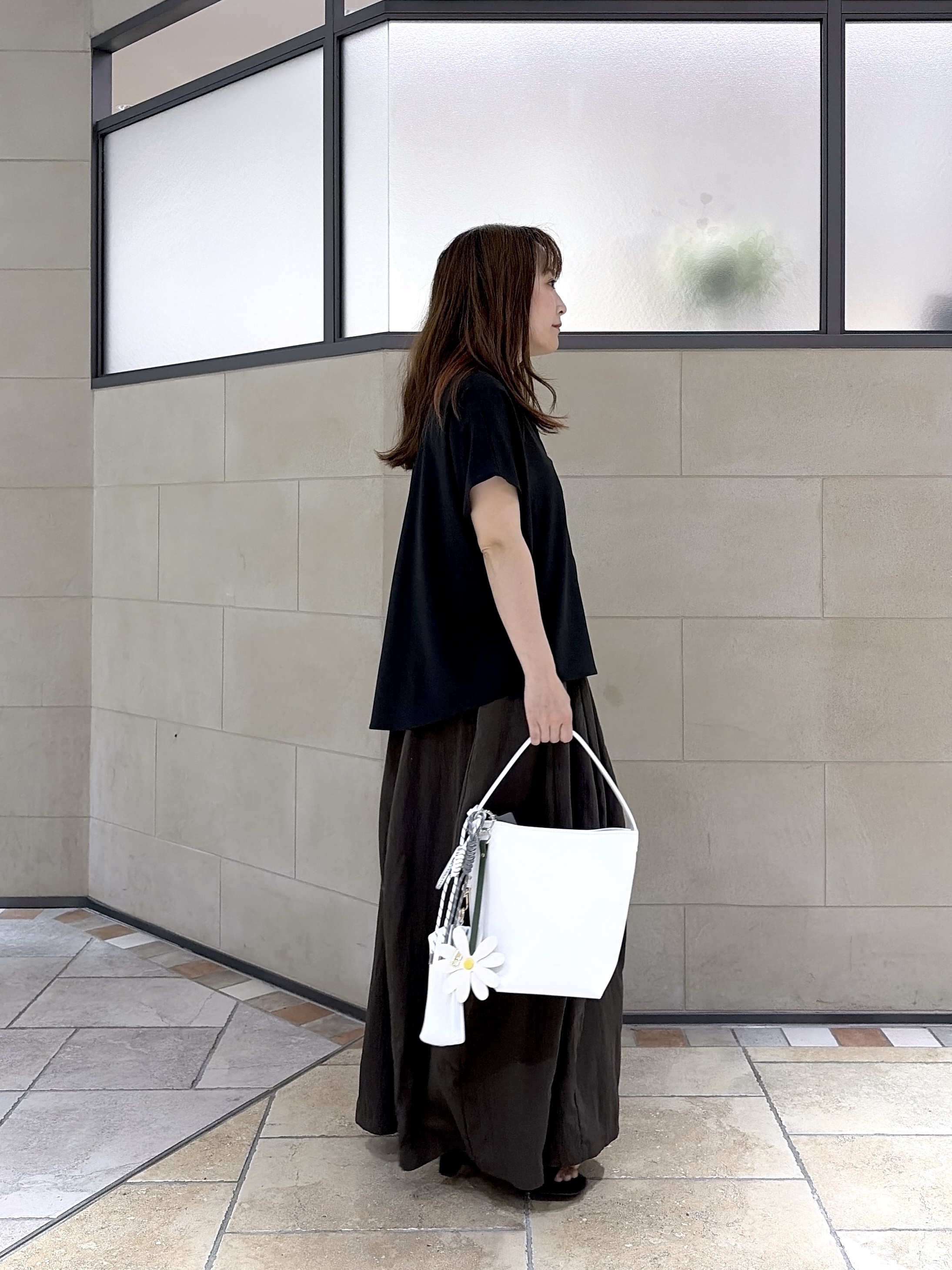 よねさんの「INDIVI｜Comfy SET UP｜フレアスリーブブラウス【セットアップ対応／通勤／カセット服／接触冷感／UV」を使ったコーディネート
