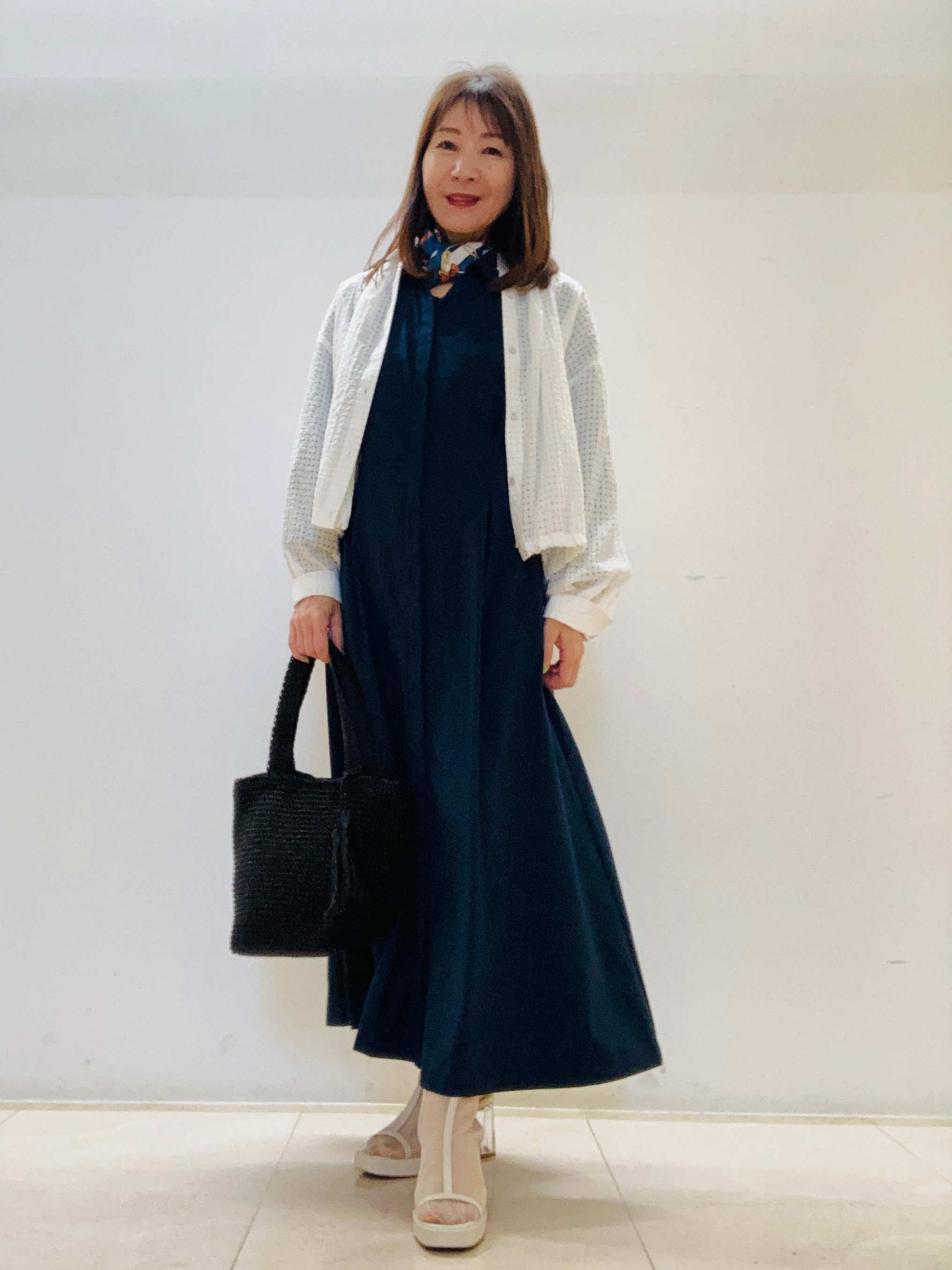 kurodaさんの「Reflect｜【選べる2柄／セットアップ可】シャツ衿シアーブラウス」を使ったコーディネート