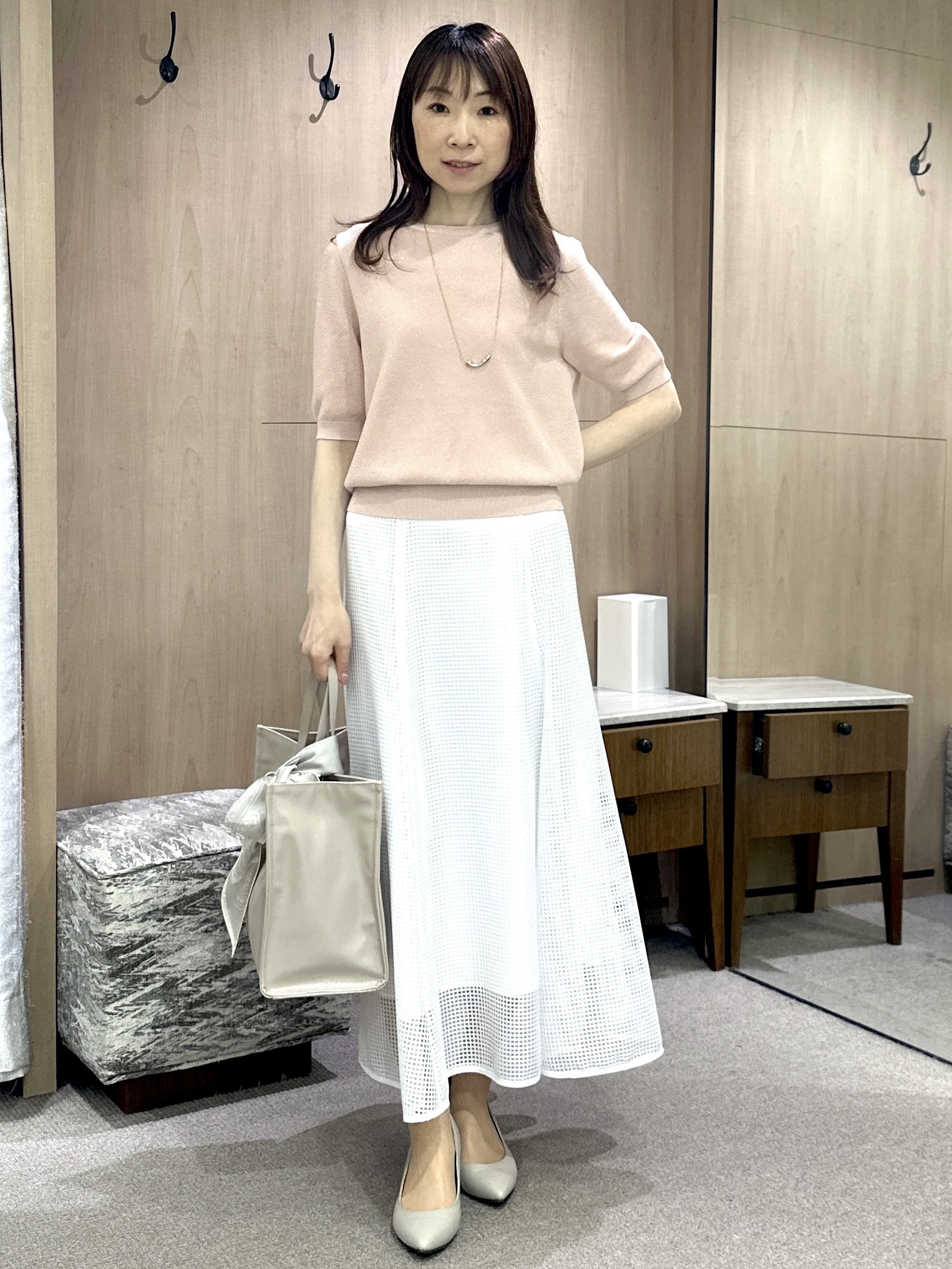 Miwaさんの「UNTITLED｜【アンサンブル可】ラメ混クルーネックカーディガン」を使ったコーディネート