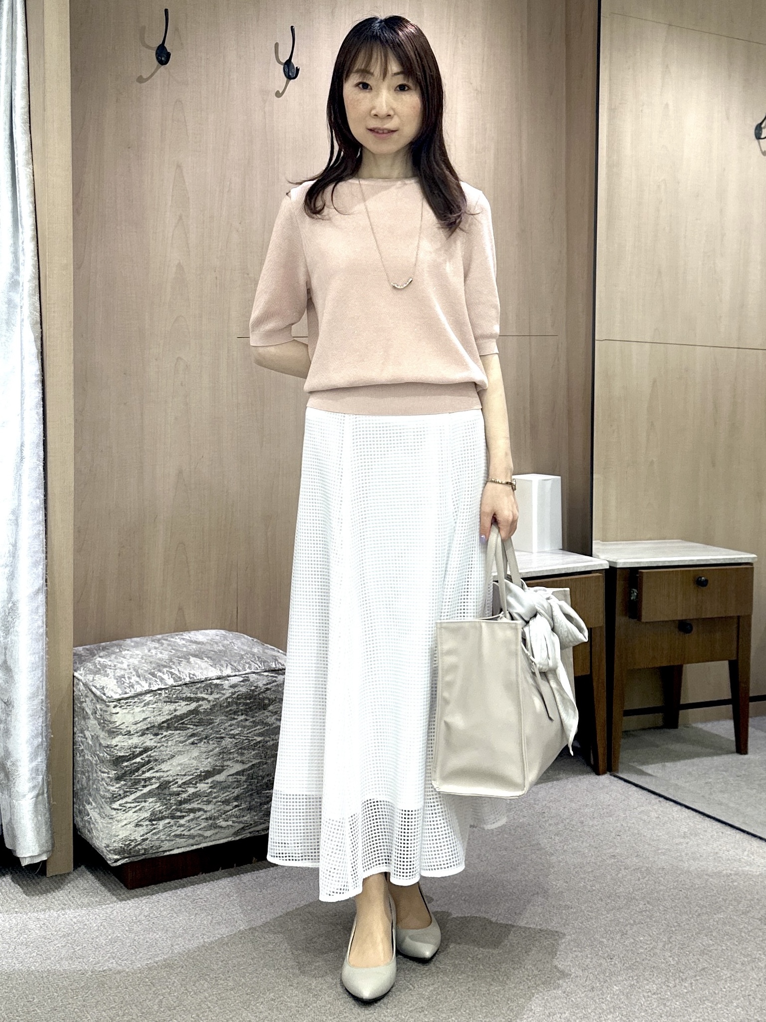 Miwaさんの「UNTITLED｜【アンサンブル可】ラメ混クルーネックカーディガン」を使ったコーディネート