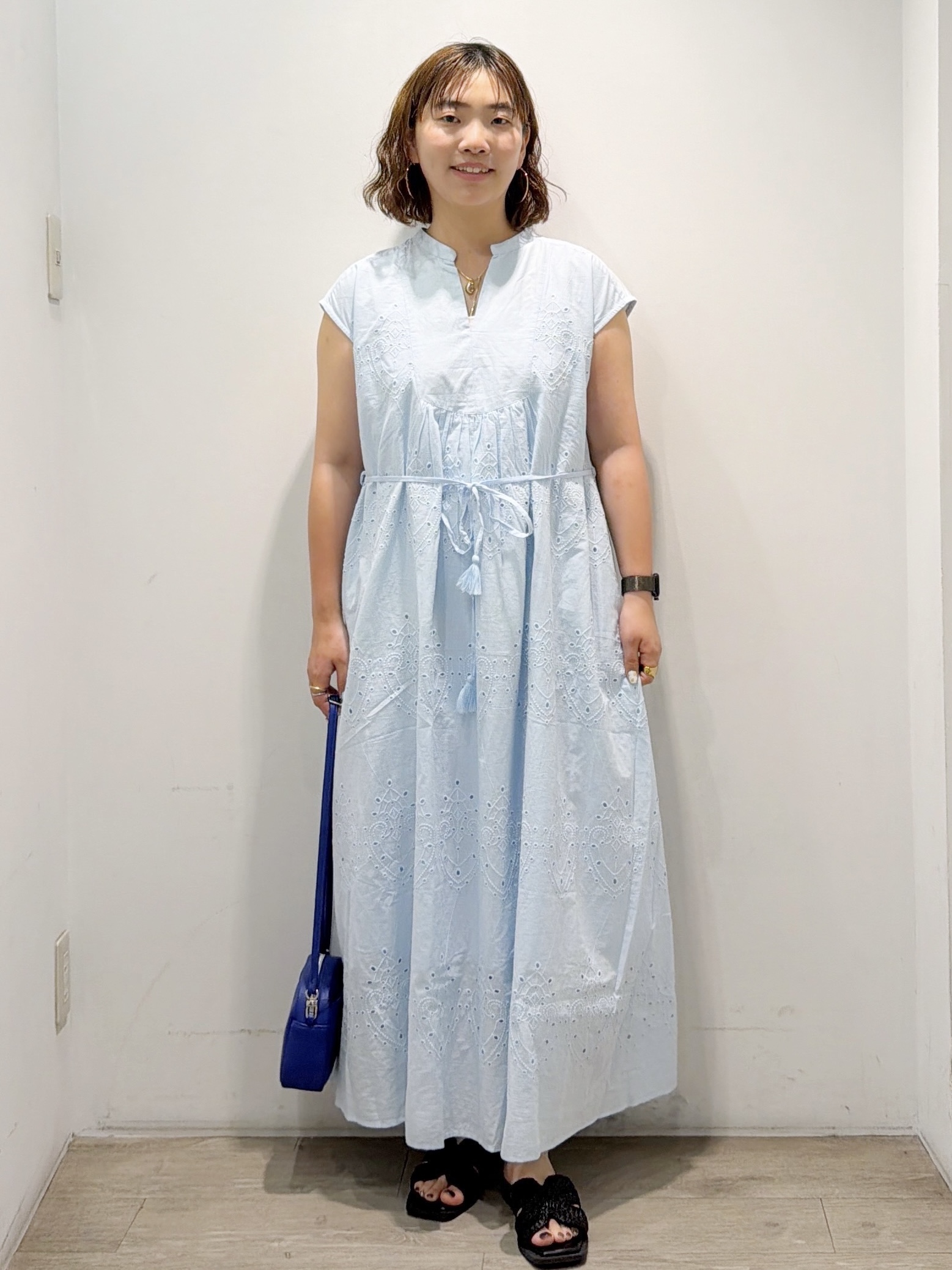 sumicaさんの「OPAQUE.CLIP｜アイレットレース刺繍ワンピース【洗える】」を使ったコーディネート