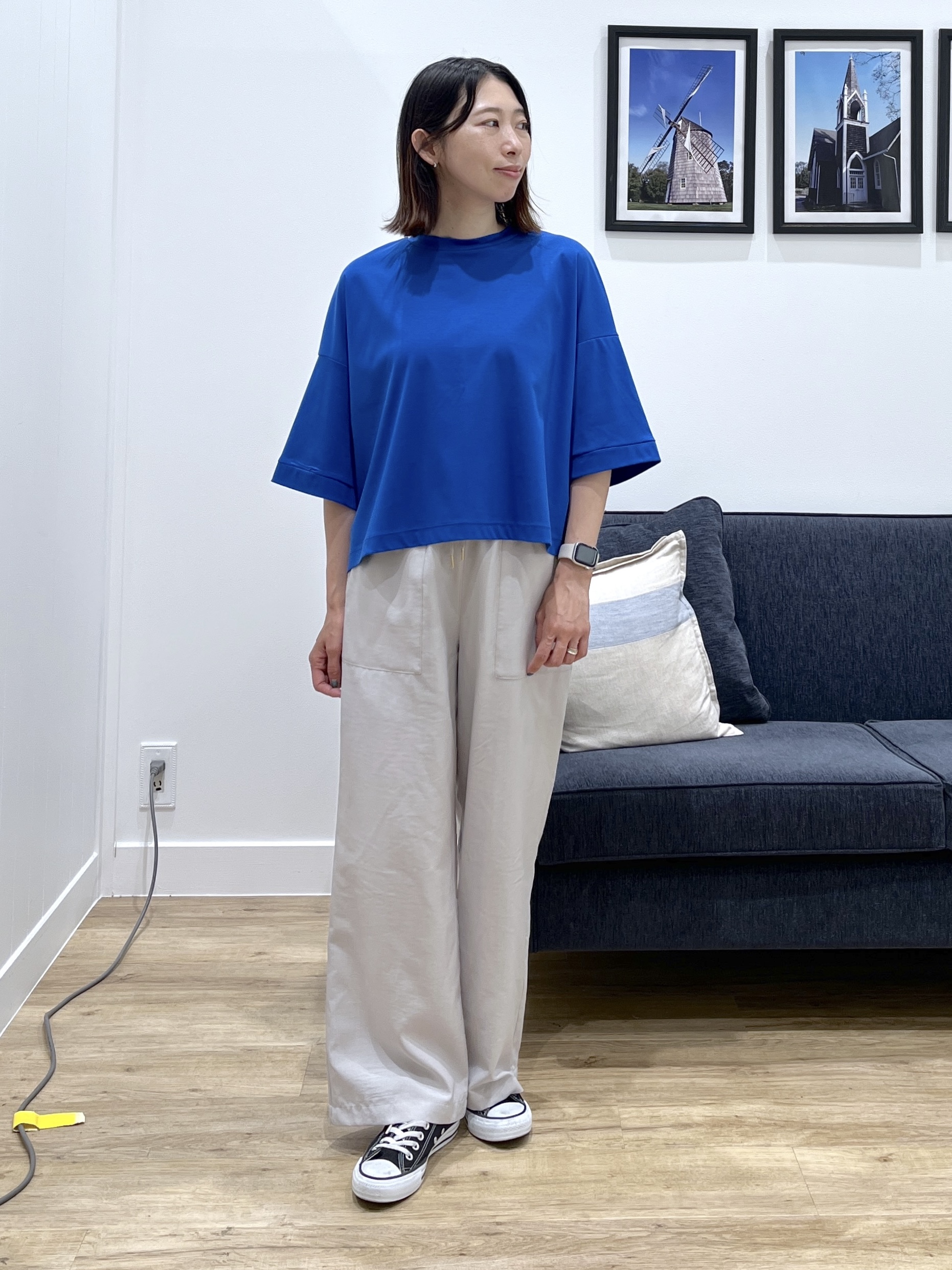 canaさんの「Dessin｜【新色追加/体型カバー】美光沢カットソーボクシーシルエット」を使ったコーディネート