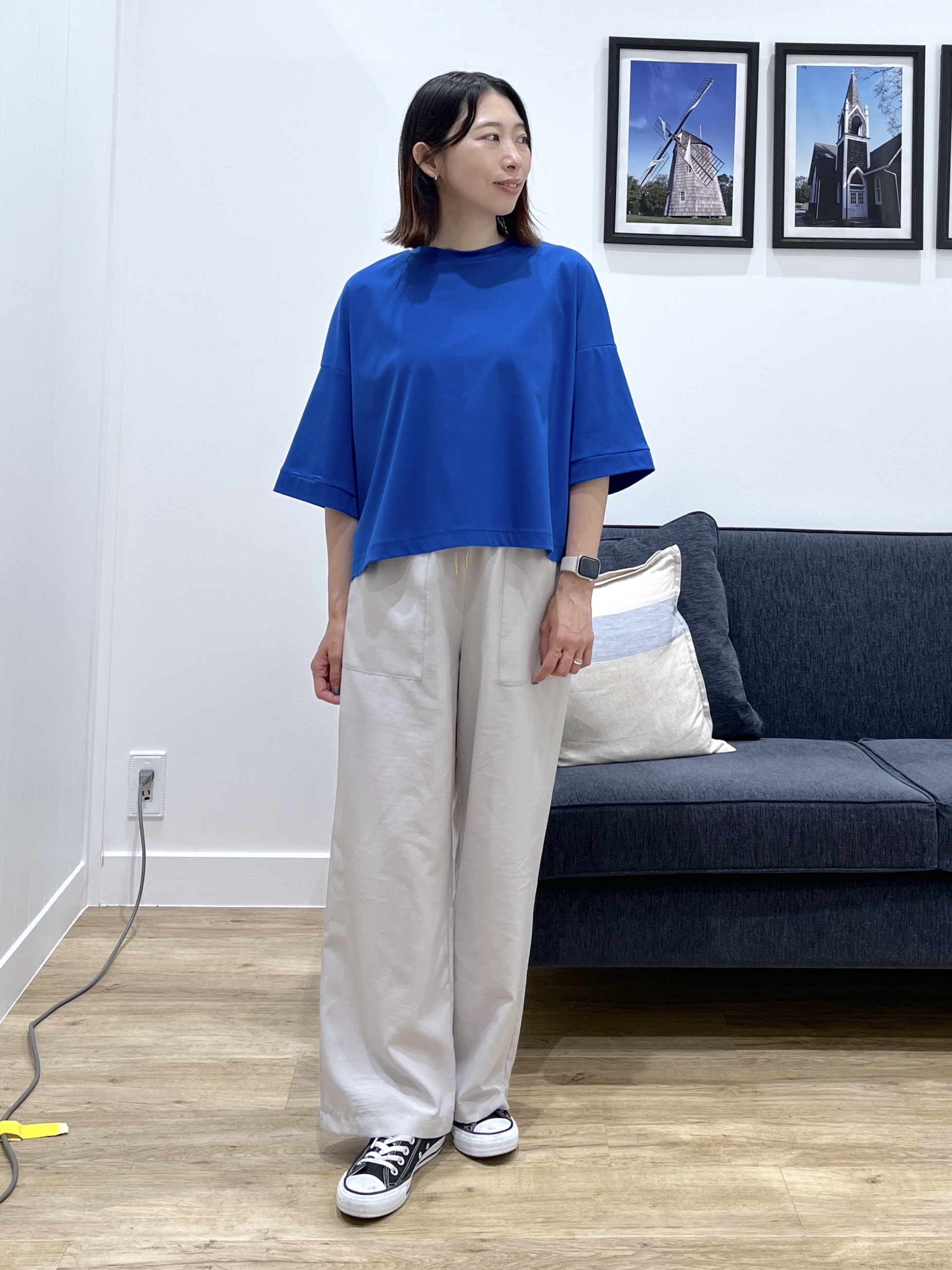canaさんの「Dessin｜【新色追加/体型カバー】美光沢カットソーボクシーシルエット」を使ったコーディネート