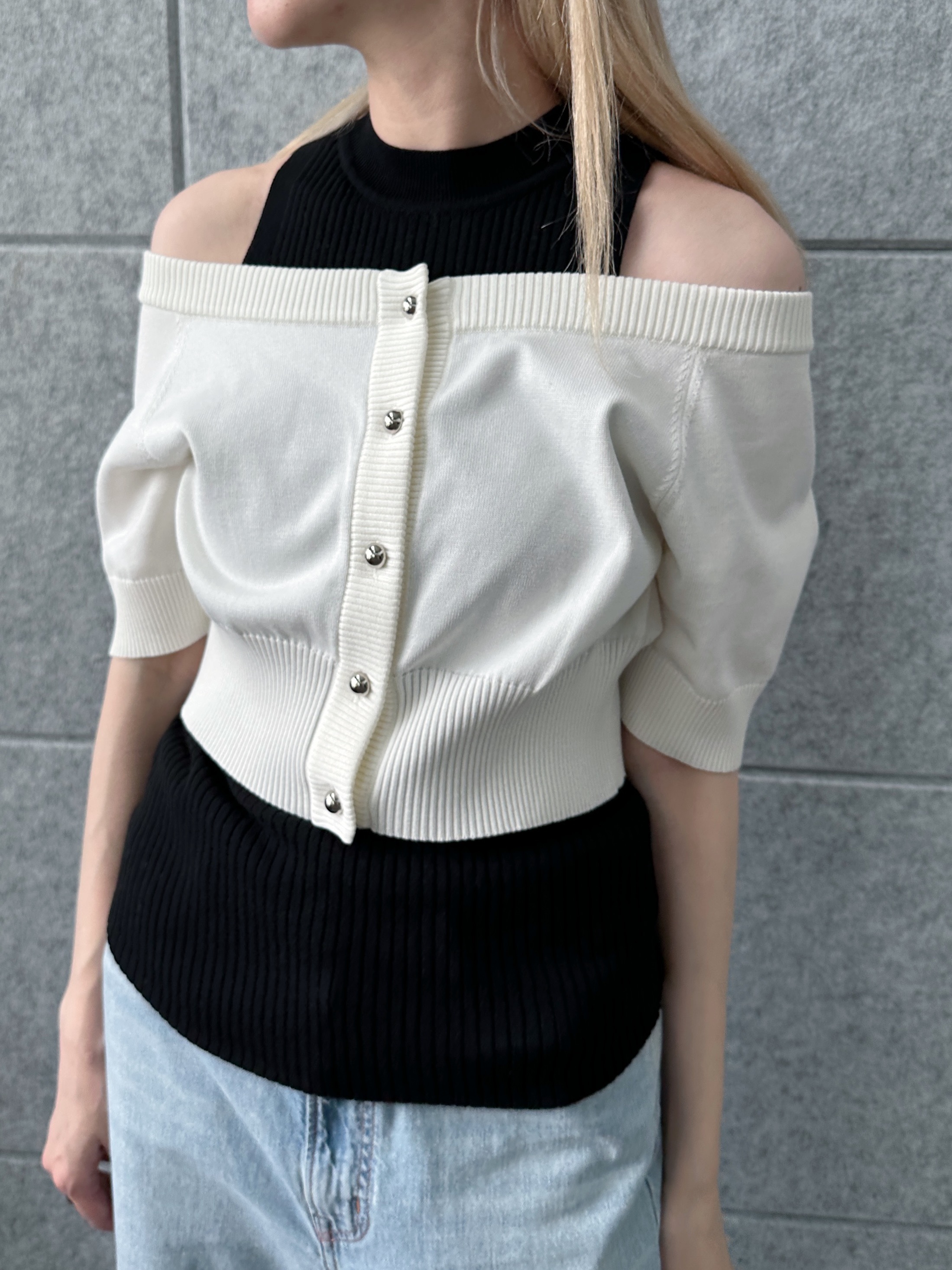 Buyer sakkoさんの「CODE A｜design knit short cardigan」を使ったコーディネート