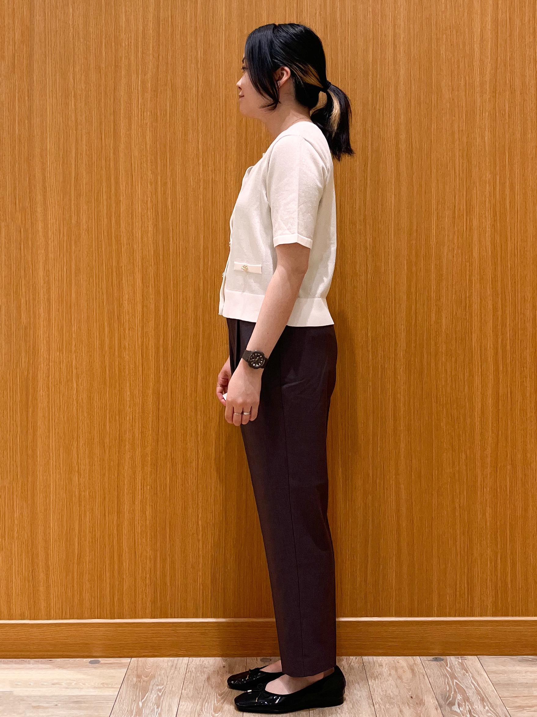 aさんの「OPAQUE.CLIP｜ラメアソートバイカラー半袖カーディガン【洗濯機OK】」を使ったコーディネート