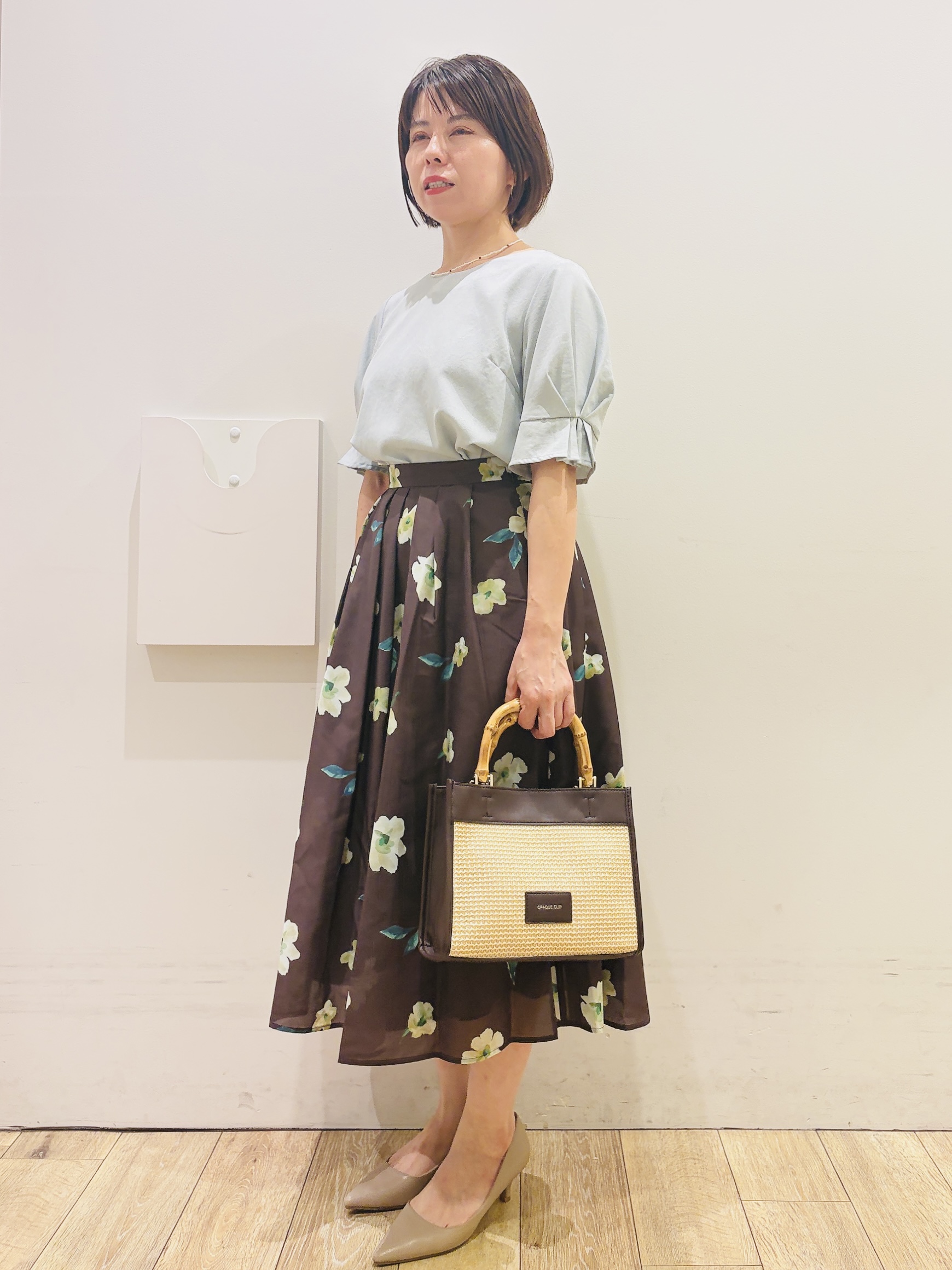 YUKOさんの「index｜【接触冷感】タックパフスリーブブラウス《吸水速乾／防シワ／洗濯機OK／XS～3L／6col》」を使ったコーディネート