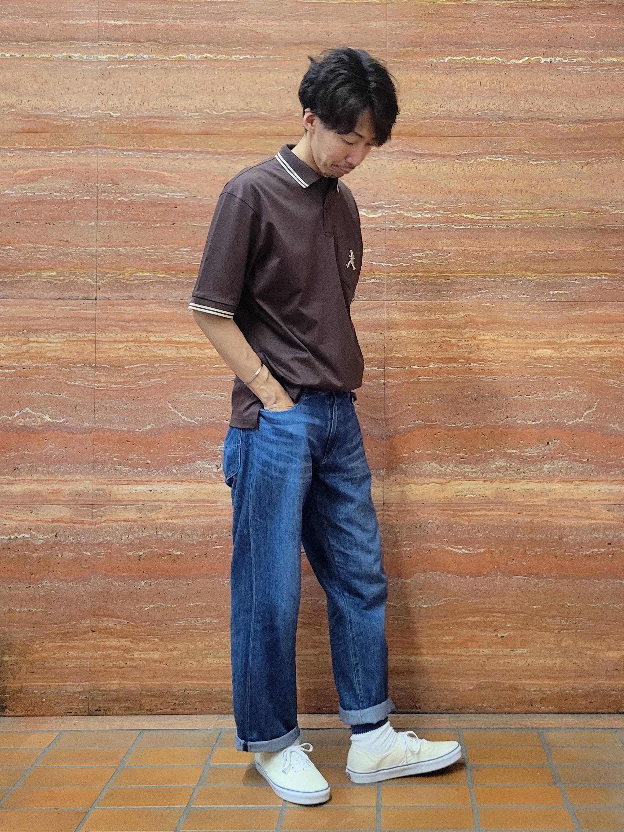 piroyaさんの「TAKEO KIKUCHI｜【BOWLER HAT LABEL】アイスクリアコットン ボーラーハットウォーカー ポロシャツ」を使ったコーディネート