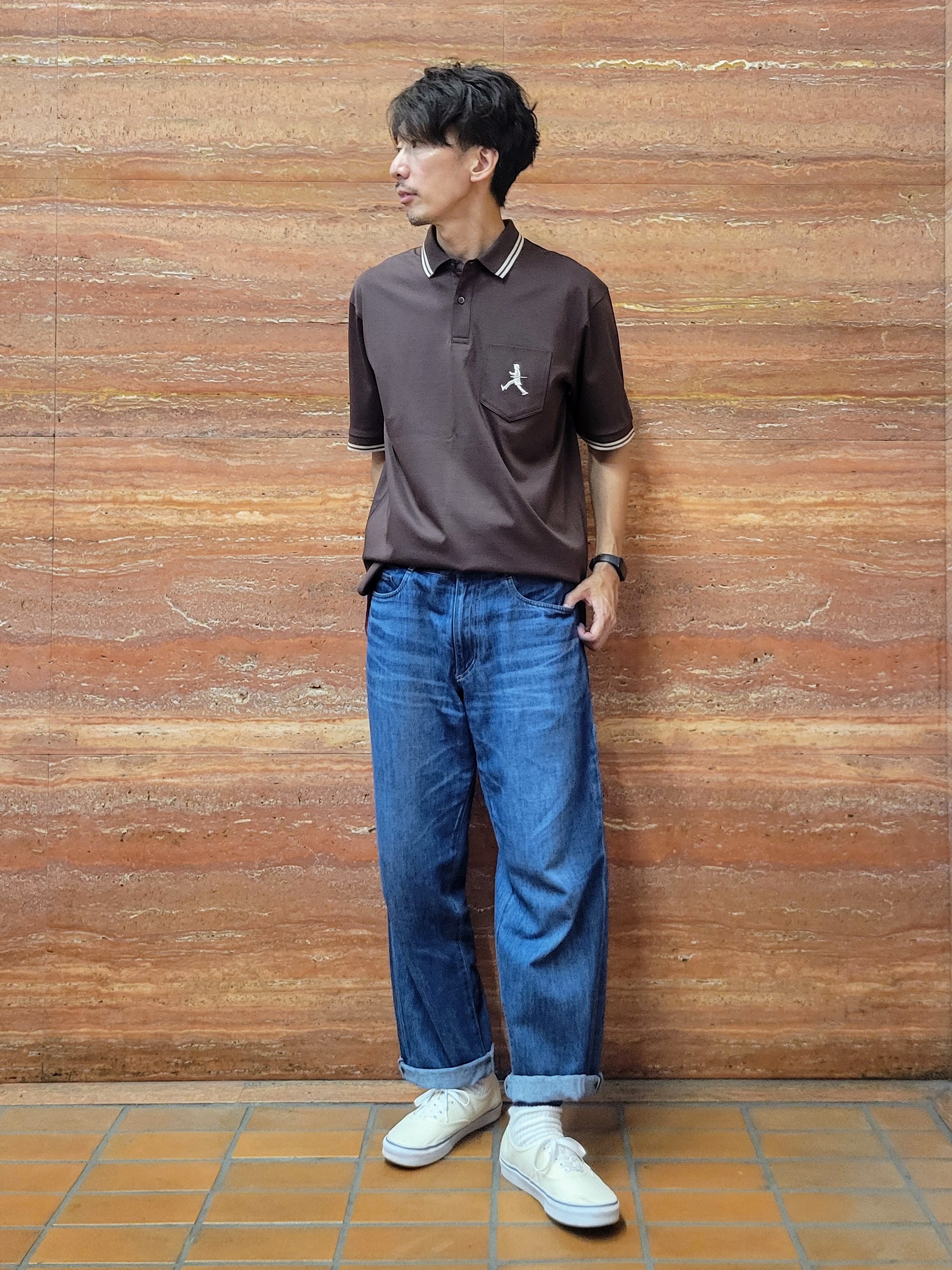piroyaさんの「TAKEO KIKUCHI｜【BOWLER HAT LABEL】アイスクリアコットン ボーラーハットウォーカー ポロシャツ」を使ったコーディネート