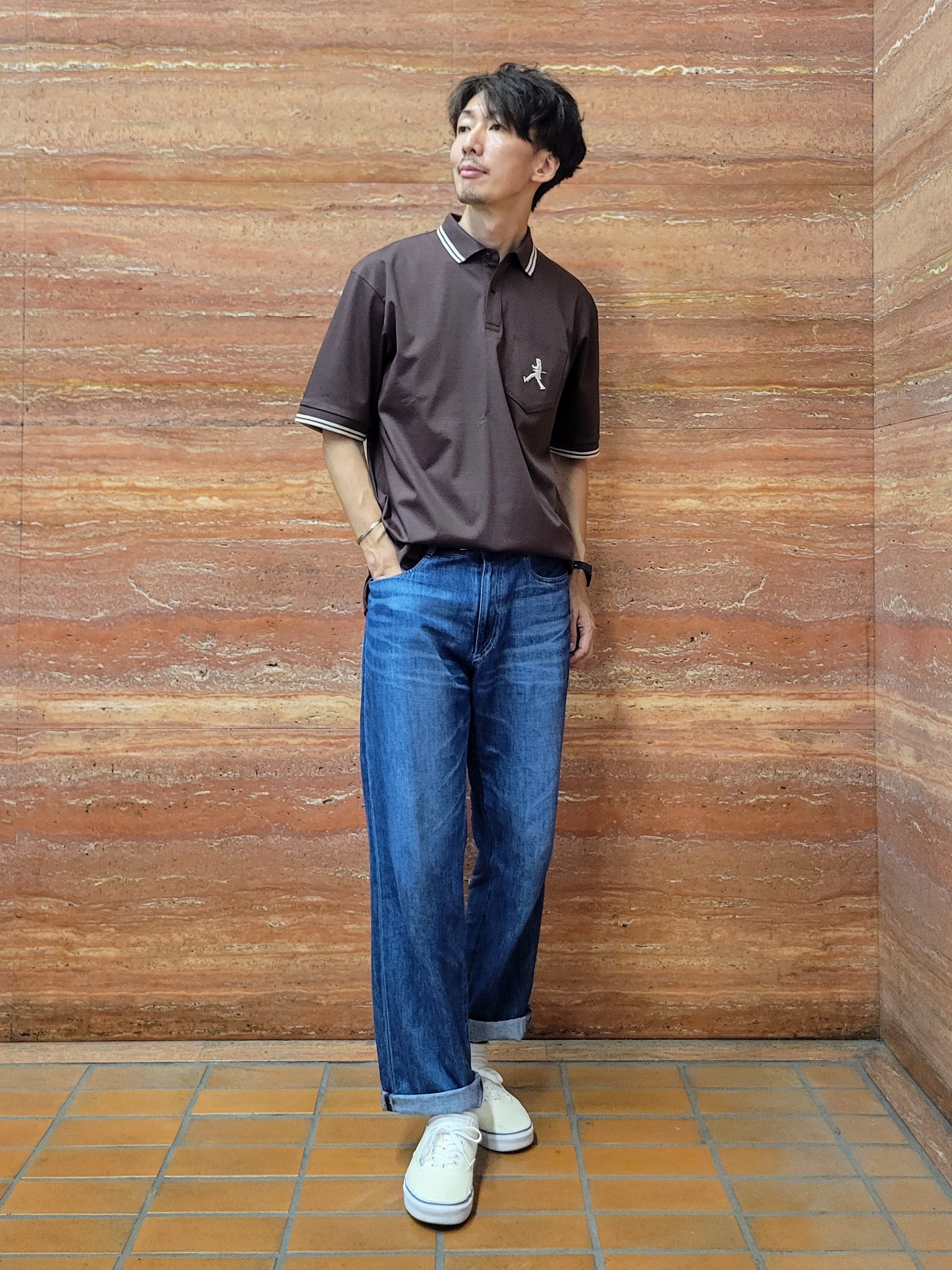 piroyaさんの「TAKEO KIKUCHI｜【BOWLER HAT LABEL】アイスクリアコットン ボーラーハットウォーカー ポロシャツ」を使ったコーディネート