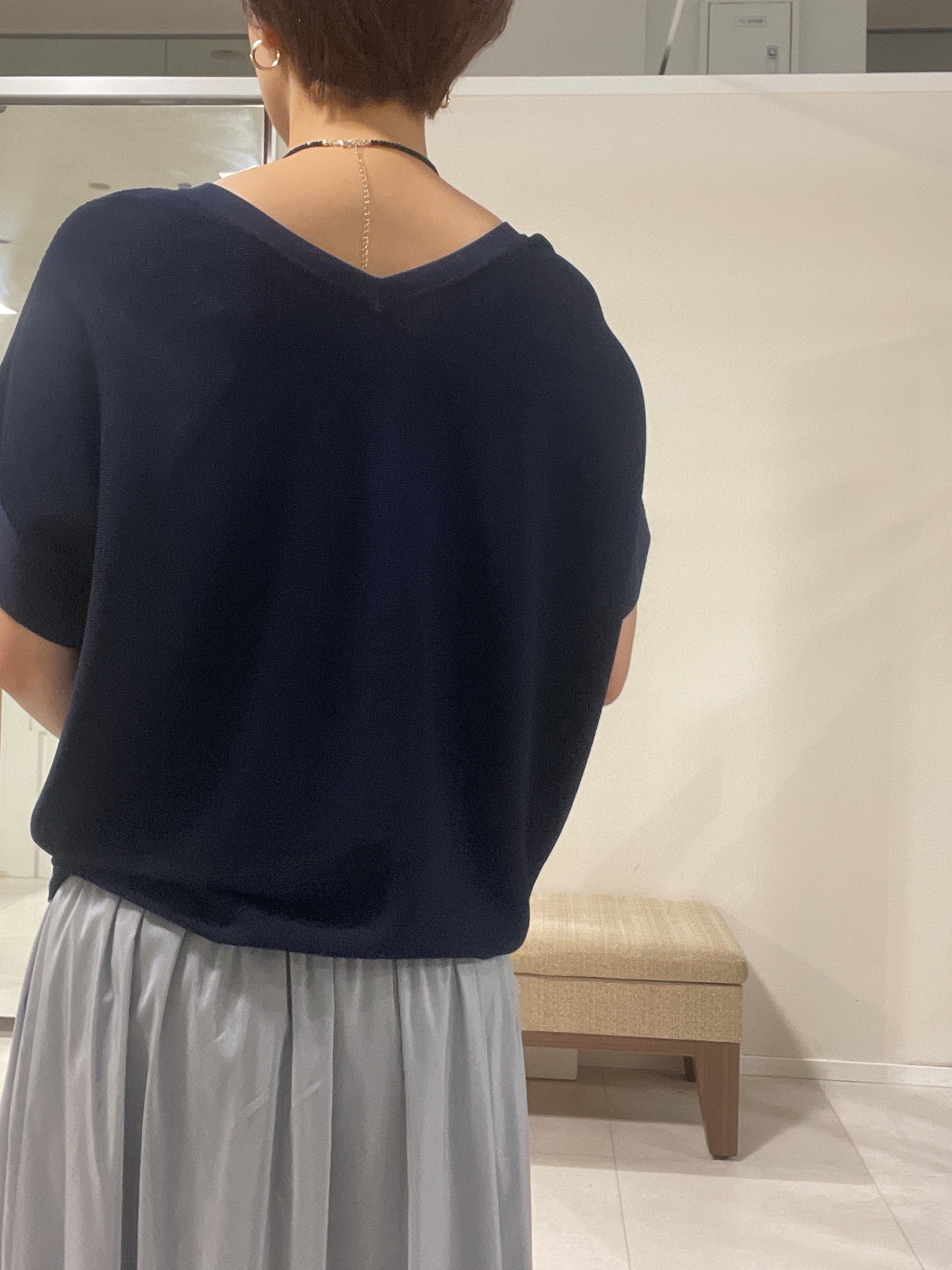 IWAMOさんの「UNTITLED｜【11色展開/体型カバー】前後2WAYフレンチスリーブニット」を使ったコーディネート