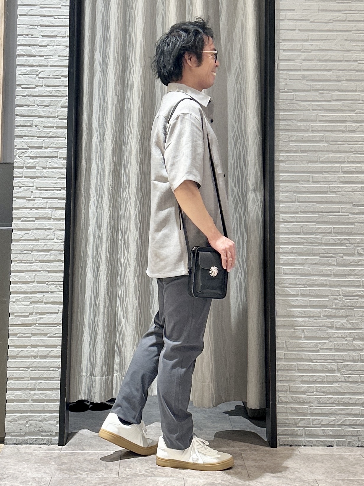 KENJI Iさんの「THE SHOP TK｜COOLボーダー 半袖Tシャツ 接触冷感／洗濯機OK」を使ったコーディネート