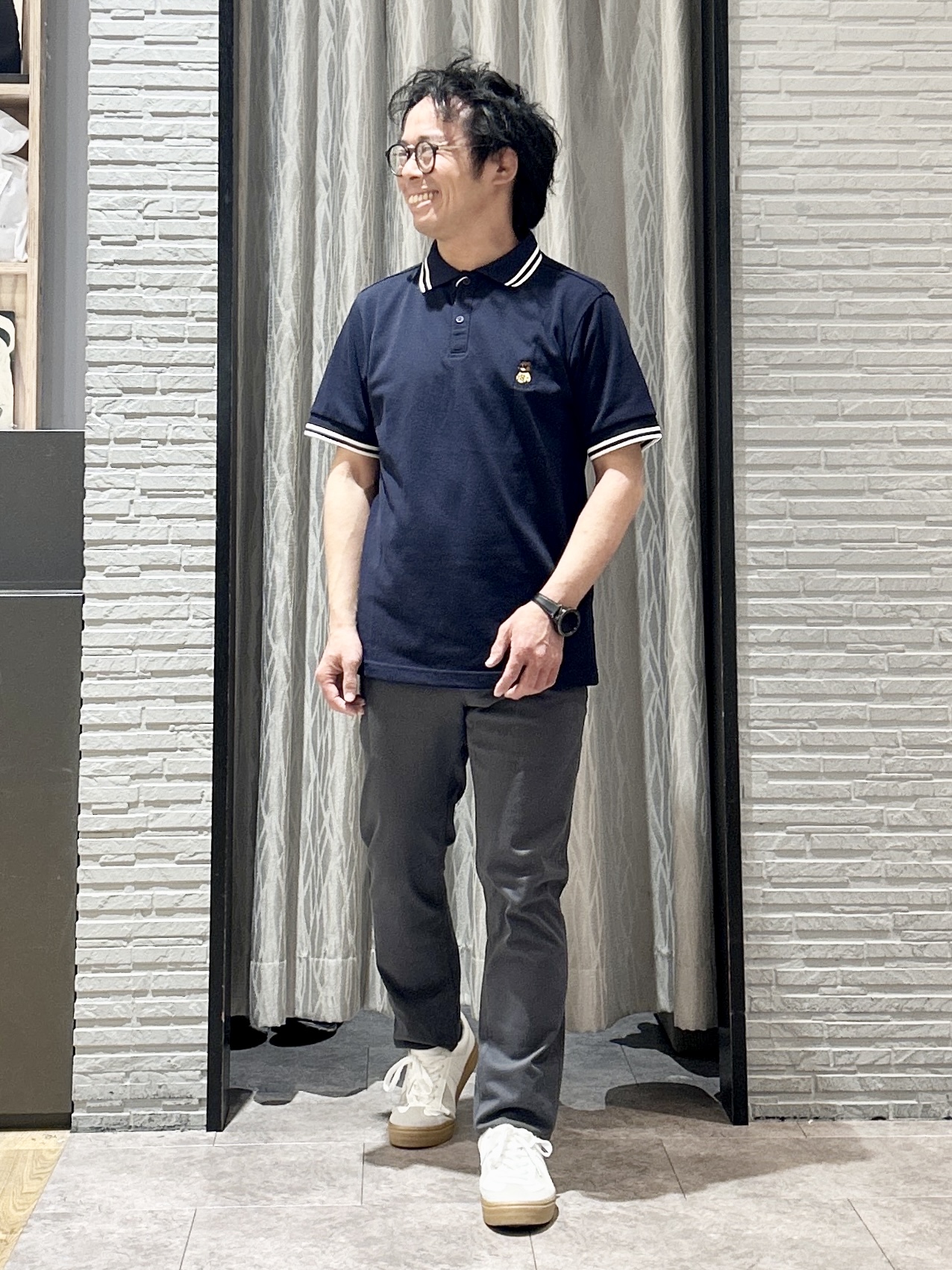 KENJI Iさんの「THE SHOP TK｜クマ刺繍 半袖ポロシャツ 洗濯機OK」を使ったコーディネート