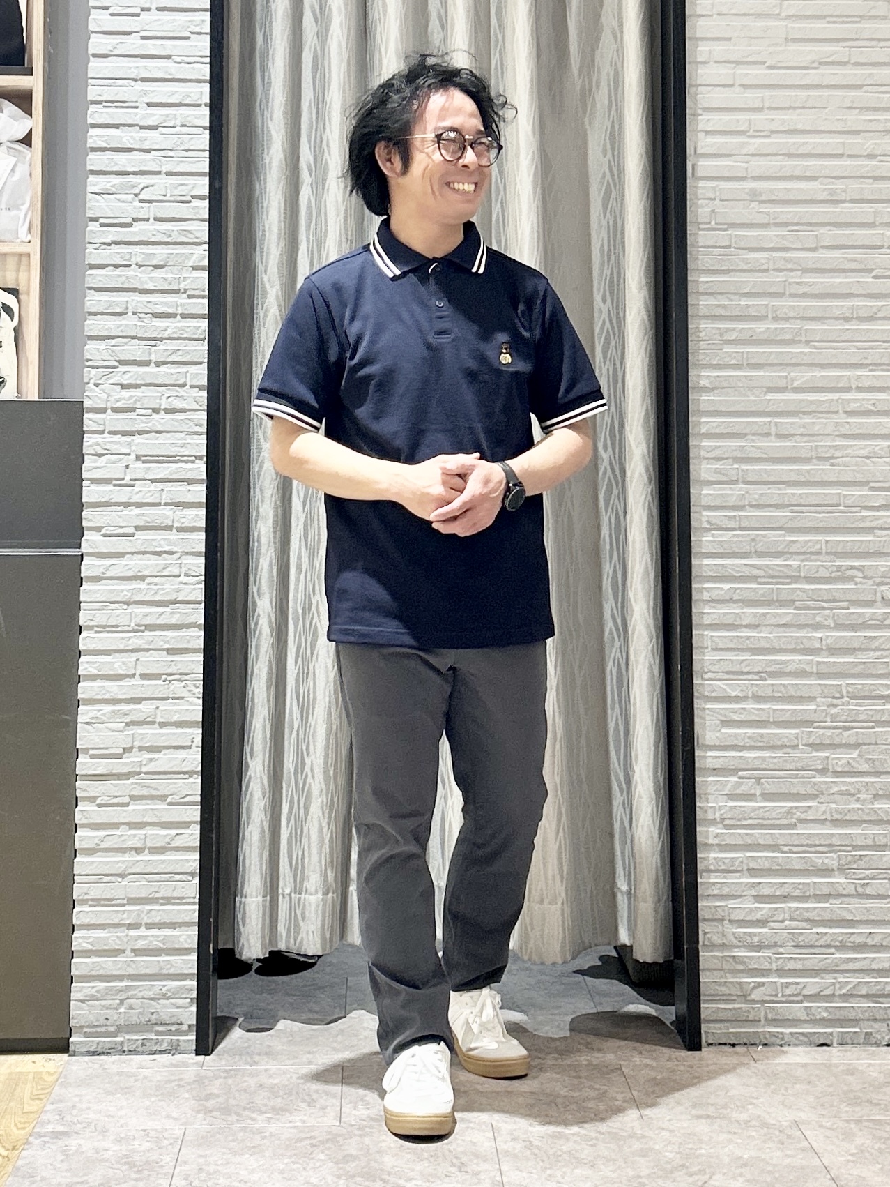 KENJI Iさんの「THE SHOP TK｜クマ刺繍 半袖ポロシャツ 洗濯機OK」を使ったコーディネート