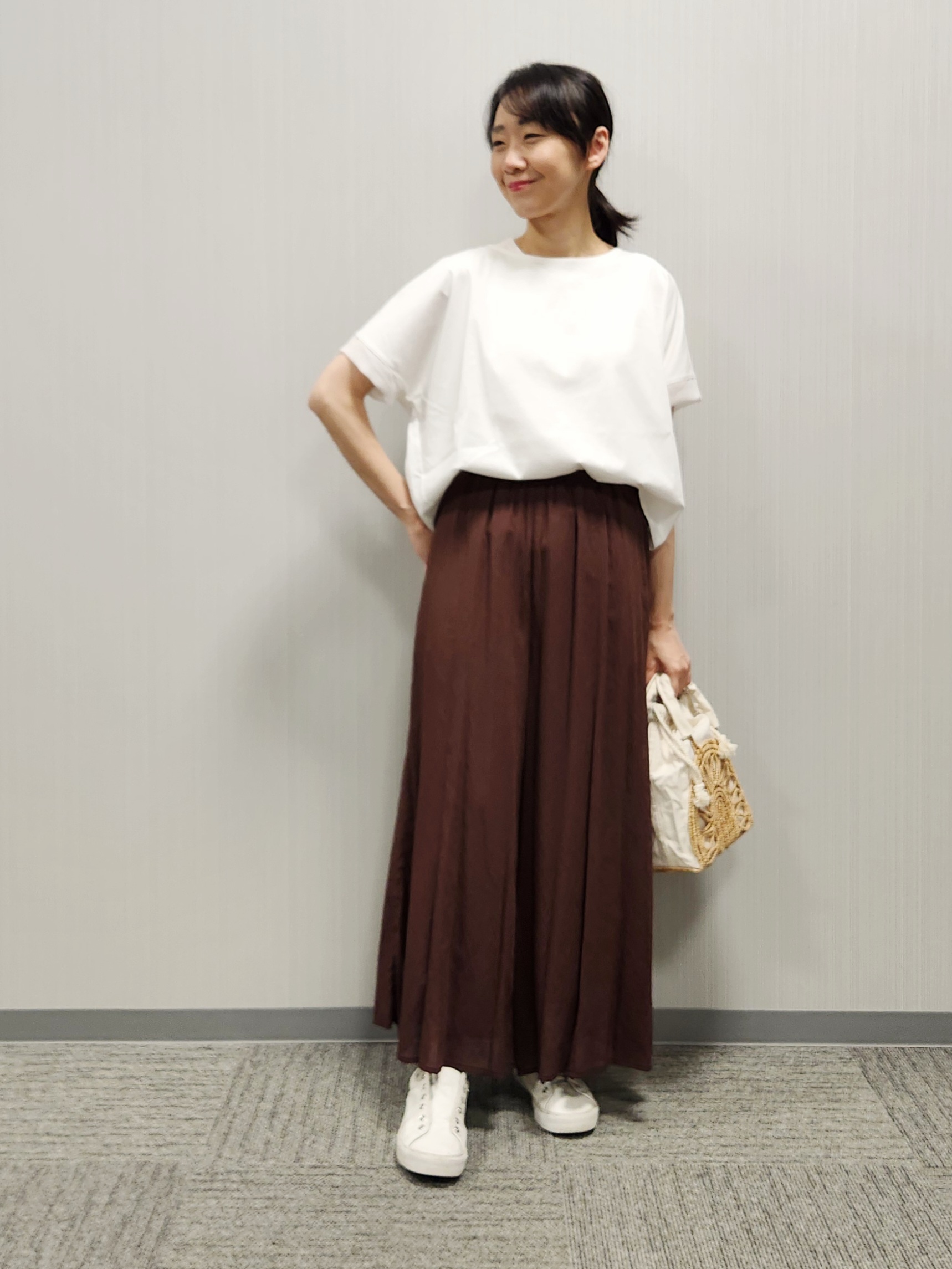 naraさんの「Dessin｜【接触冷感/UVカット】美光沢カットソーワイドシルエット」を使ったコーディネート