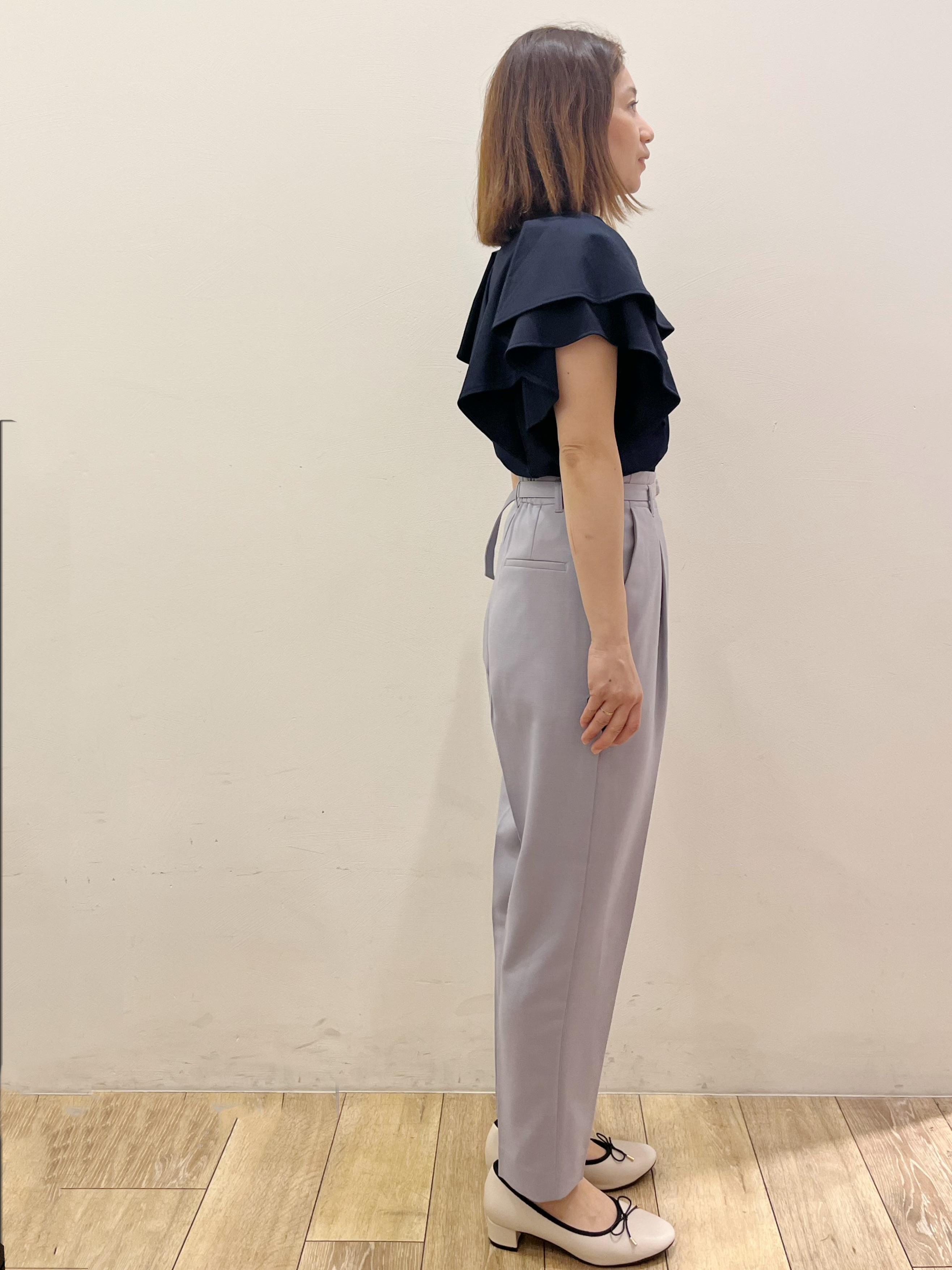kcさんの「OPAQUE.CLIP｜【接触冷感】ダブルフレアキーネックトップス《UVケア／洗濯機OK》」を使ったコーディネート