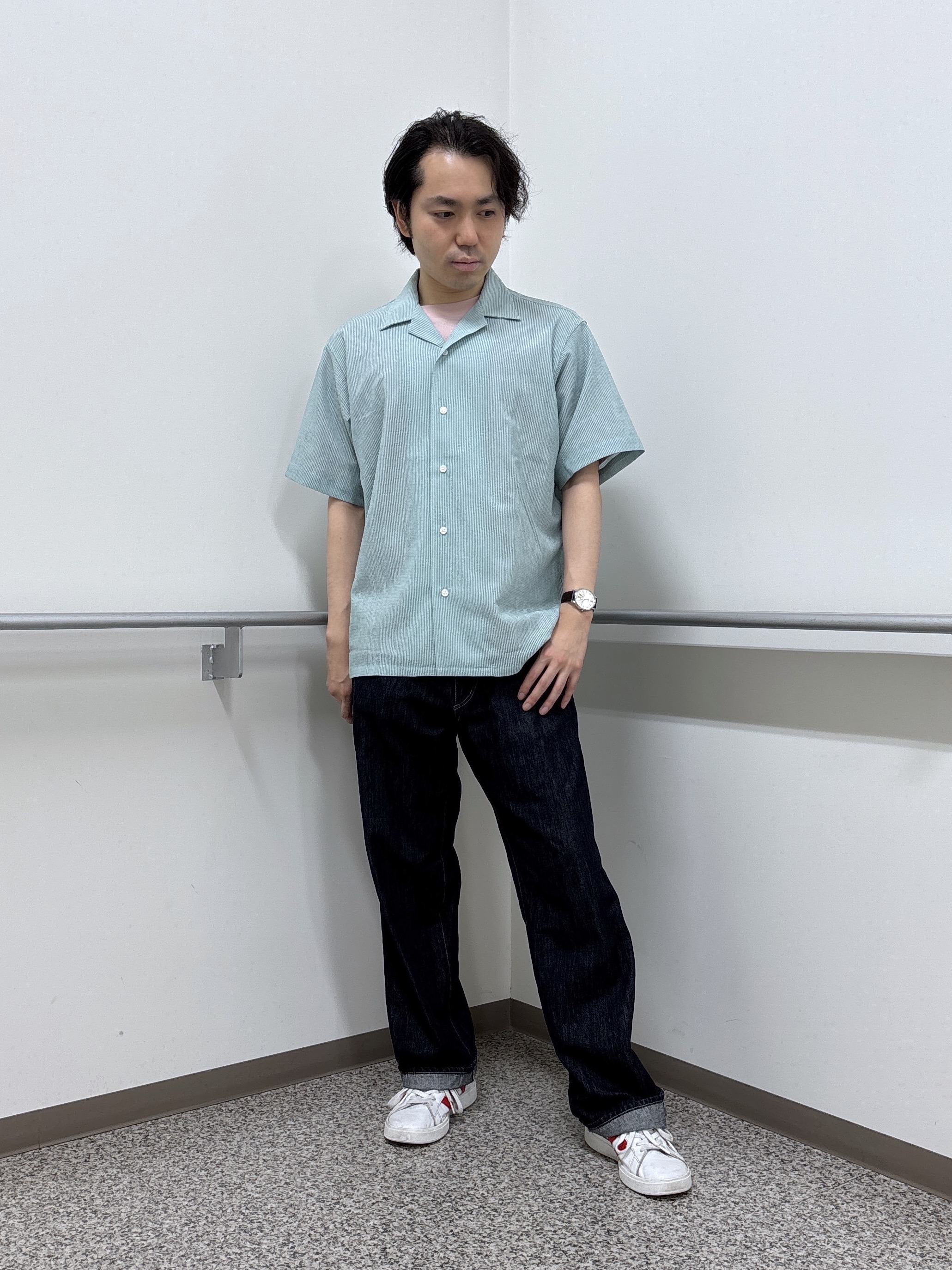 KEIさんの「TAKEO KIKUCHI｜【通気性】トリコットサッカー オープンカラー シャツ」を使ったコーディネート