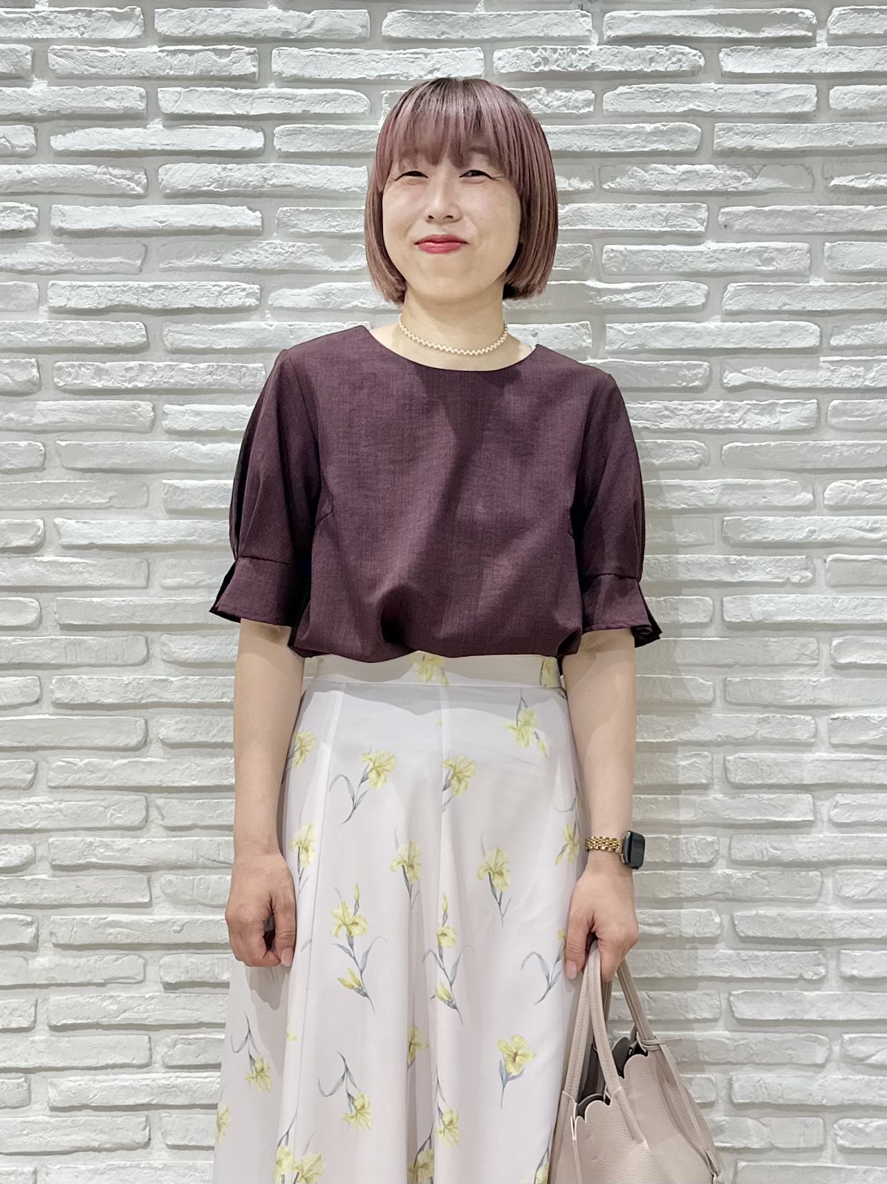 Hana...eさんの「index｜【接触冷感】タックパフスリーブブラウス《吸水速乾／防シワ／洗濯機OK／XS～3L／6col》」を使ったコーディネート
