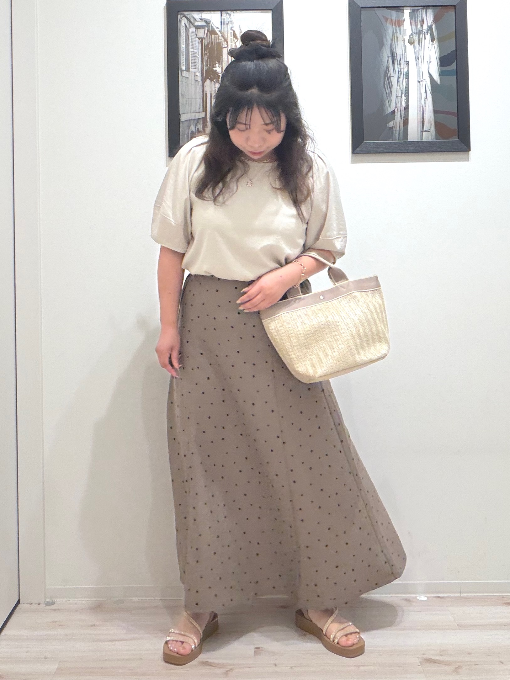 まちゃんなちゃんさんの「SHOO･LA･RUE｜【S-LL/洗濯機可/セットアップ可】軽凛(かろりん) ひんやりタックブラウス」を使ったコーディネート