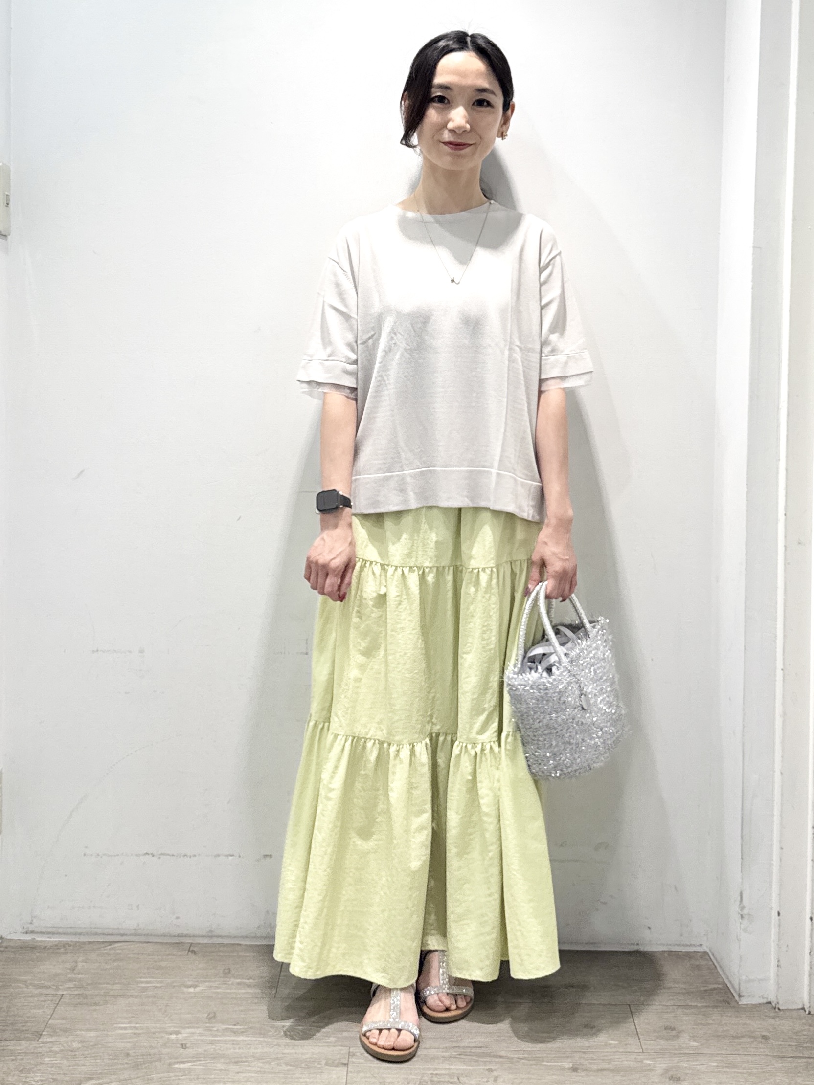 yuicciさんの「OPAQUE.CLIP｜【UV／接触冷感／抗ピル】シアー＆レイヤード風さらりニット《洗濯機OK》」を使ったコーディネート