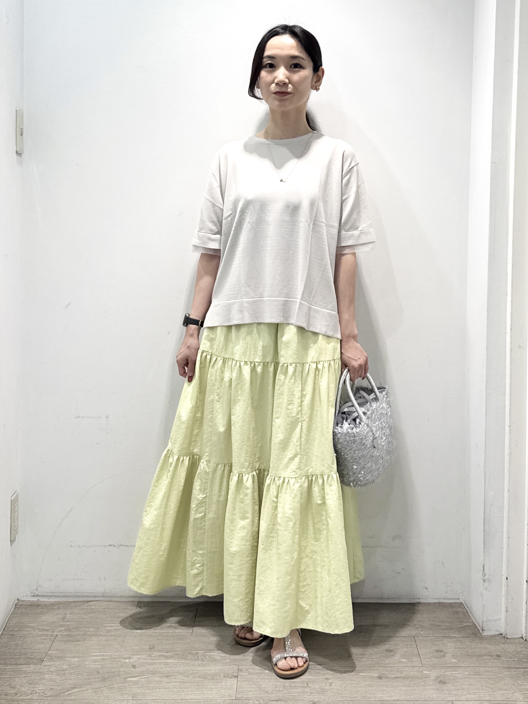 yuicciさんの「OPAQUE.CLIP｜【UV／接触冷感／抗ピル】シアー＆レイヤード風さらりニット《洗濯機OK》」を使ったコーディネート
