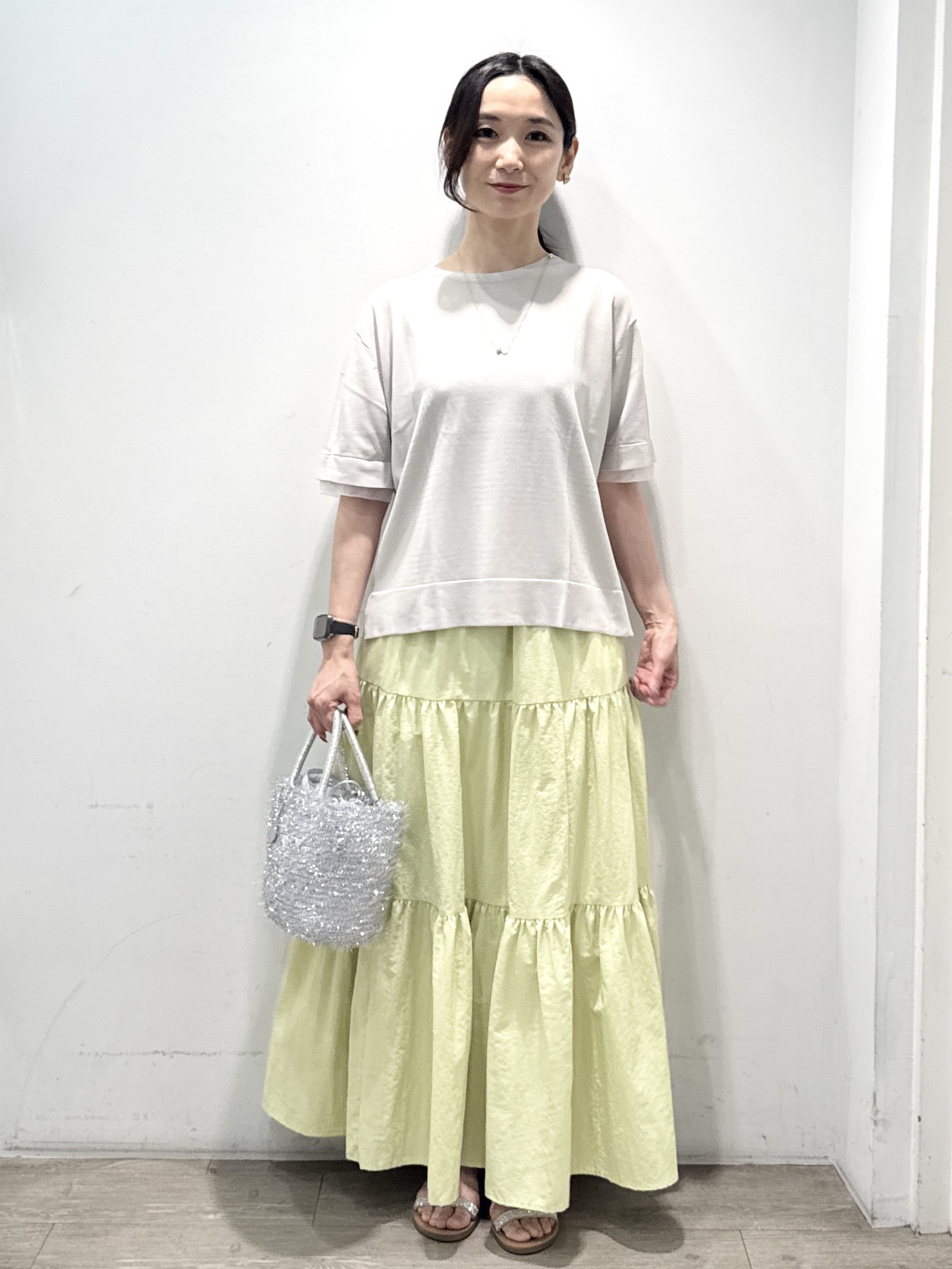 yuicciさんの「OPAQUE.CLIP｜【UV／接触冷感／抗ピル】シアー＆レイヤード風さらりニット《洗濯機OK》」を使ったコーディネート