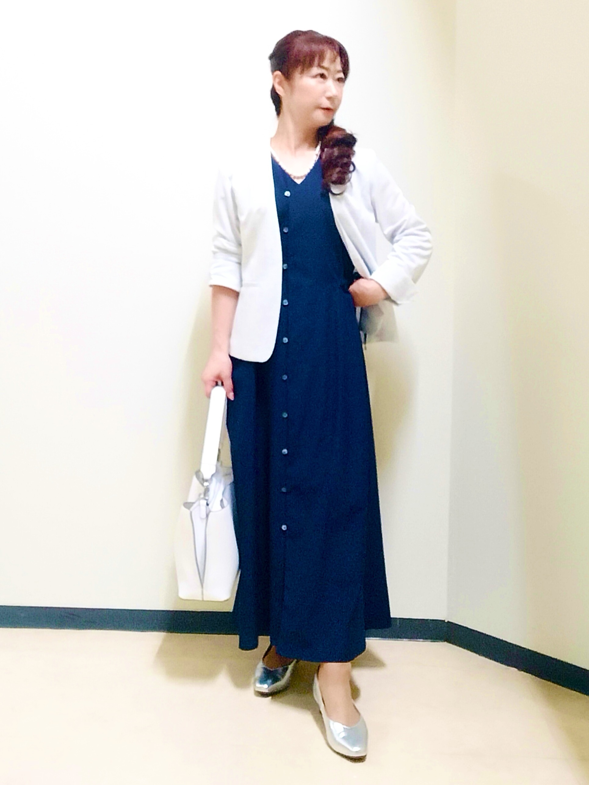 花さんの「Reflect｜【SS-4Lサイズ／UVカット／接触冷感】匠ジャケット／ノーカラー」を使ったコーディネート