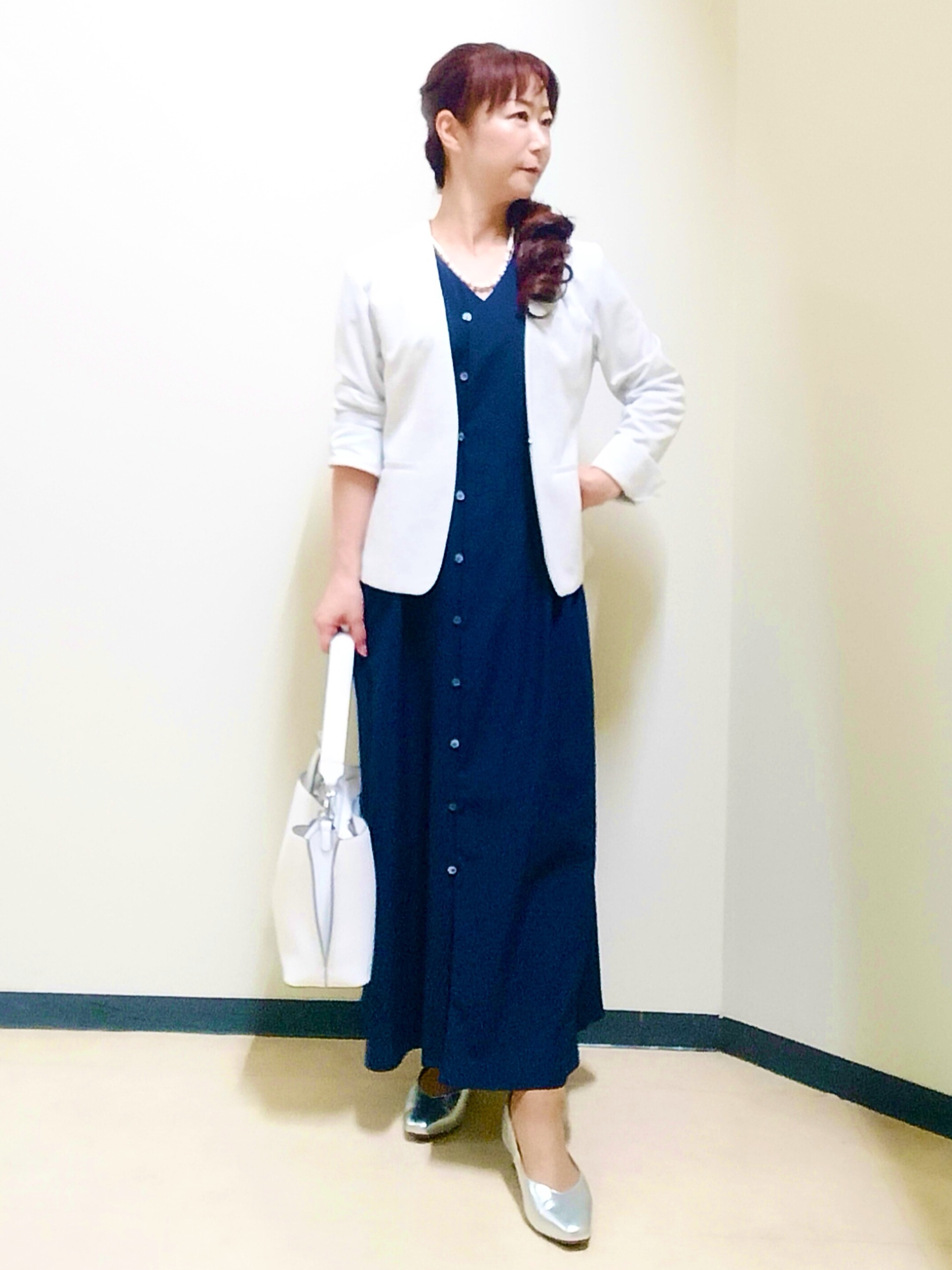 花さんの「Reflect｜【SS-4Lサイズ／UVカット／接触冷感】匠ジャケット／ノーカラー」を使ったコーディネート