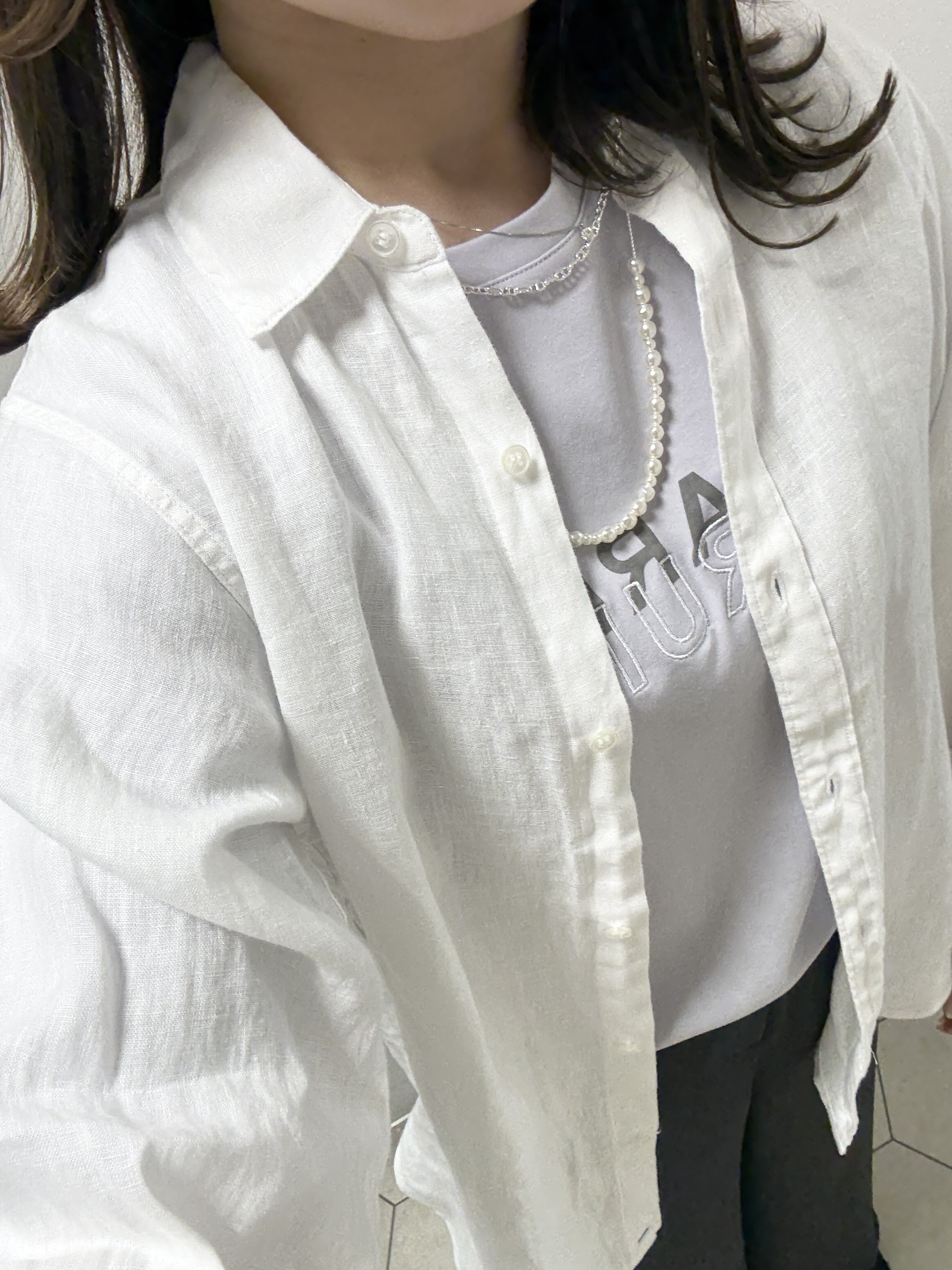 kahoさんの「INDIVI｜【接触冷感／2WAY】カシュクールリネンシャツ」を使ったコーディネート