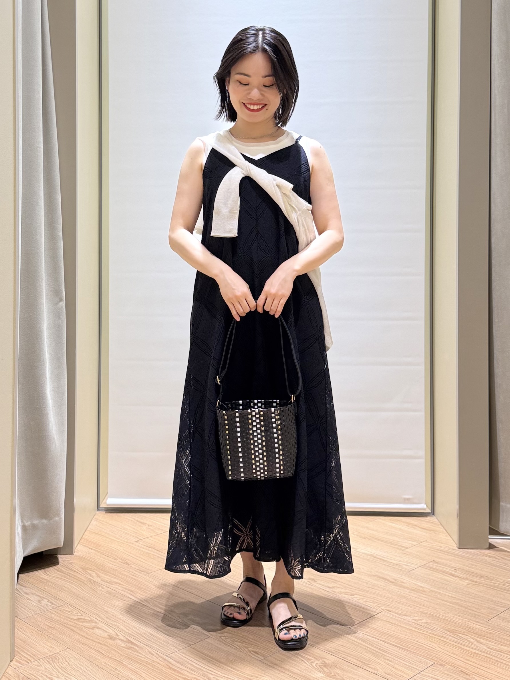 あんりさんの「grove｜【貴島明日香さん着用・洗える】レースキャミワンピース」を使ったコーディネート