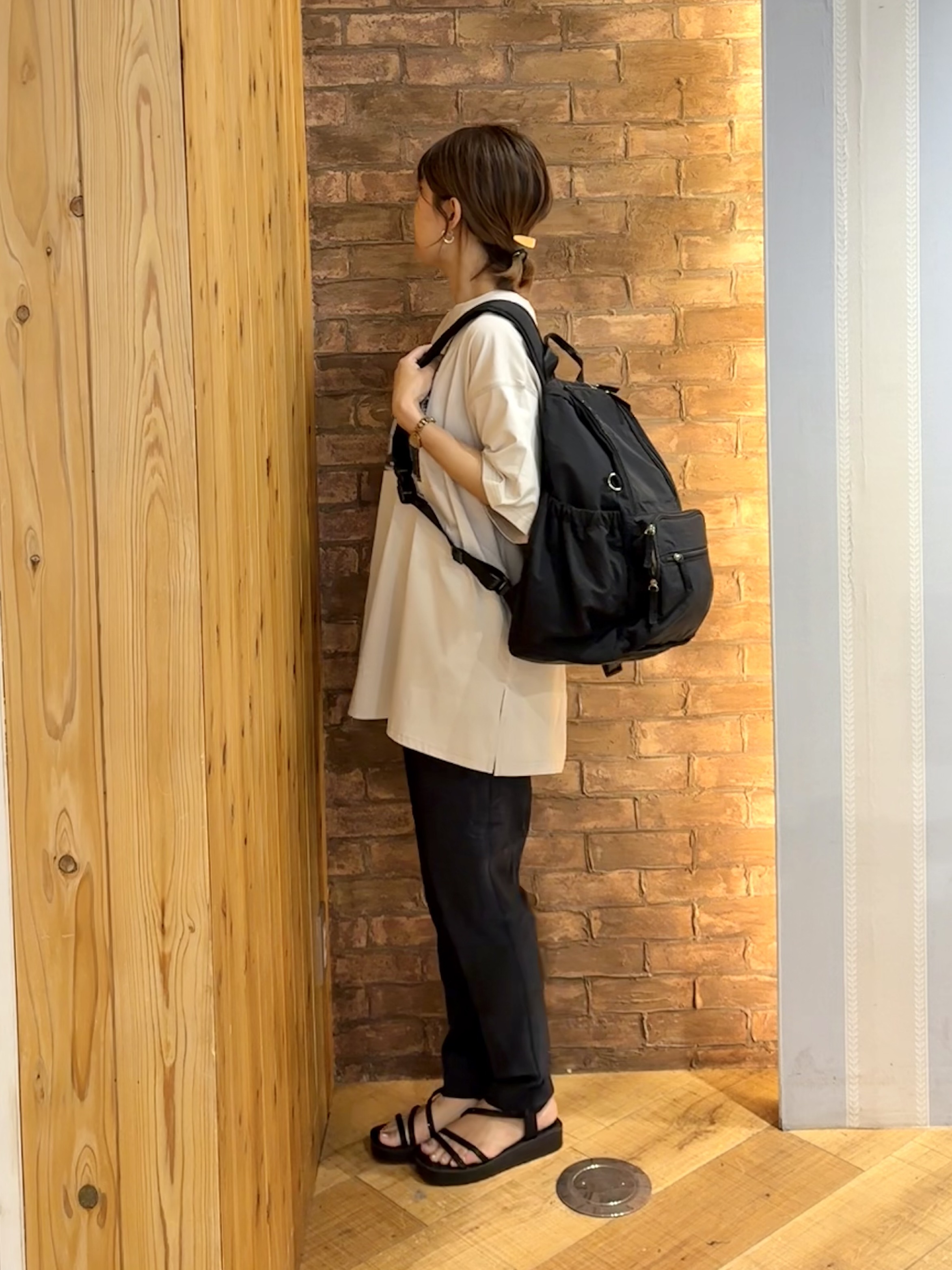 mieさんの「SHOO･LA･RUE｜【ひんやり】ゆるっと体型カバー BIGアソートTシャツ」を使ったコーディネート