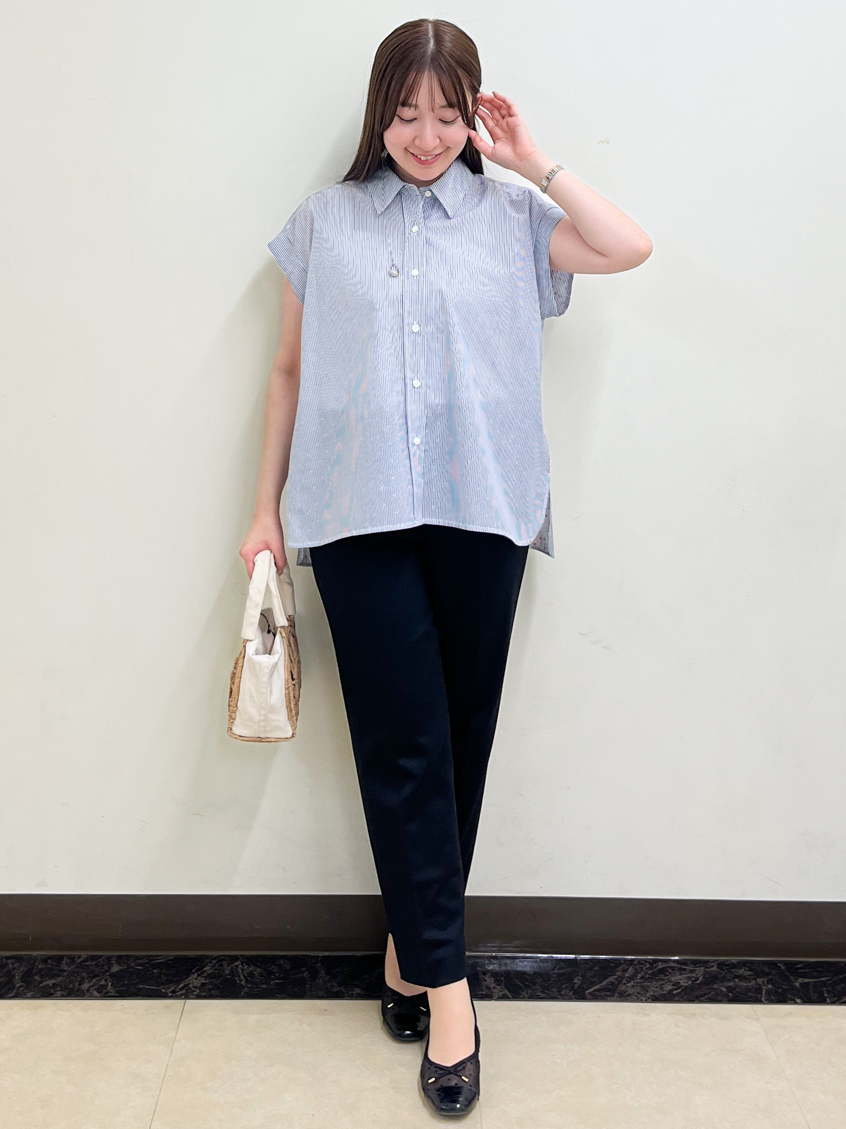 mikikoさんの「Reflect｜【接触冷感】フレンチスリーブシャツブラウス」を使ったコーディネート