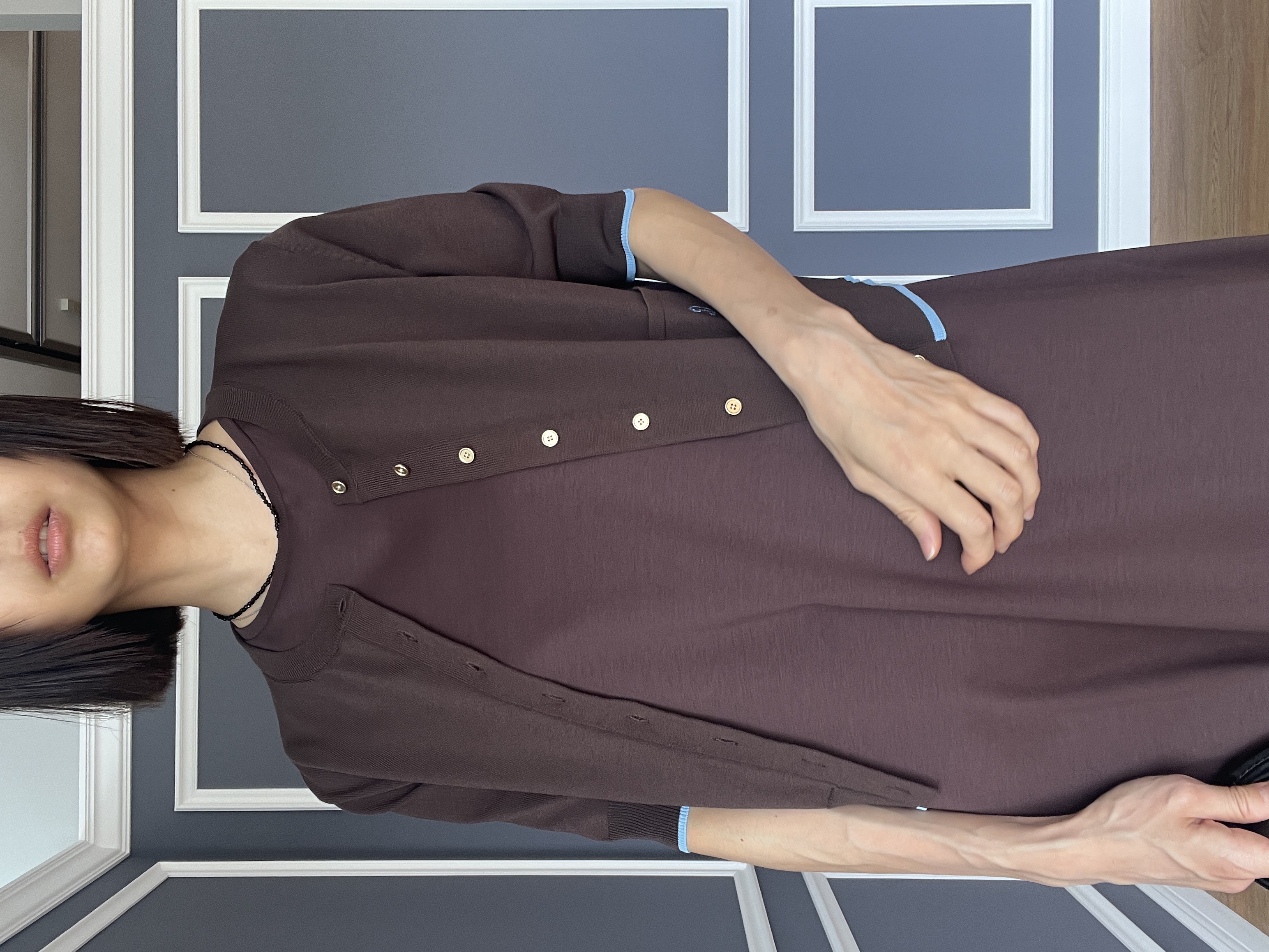 misaさんの「DRESSTERIOR｜【接触冷感／抗菌防臭／消臭/ウォッシャブル】アイスクリアコットン フレンチスリーブワンピース」を使ったコーディネート
