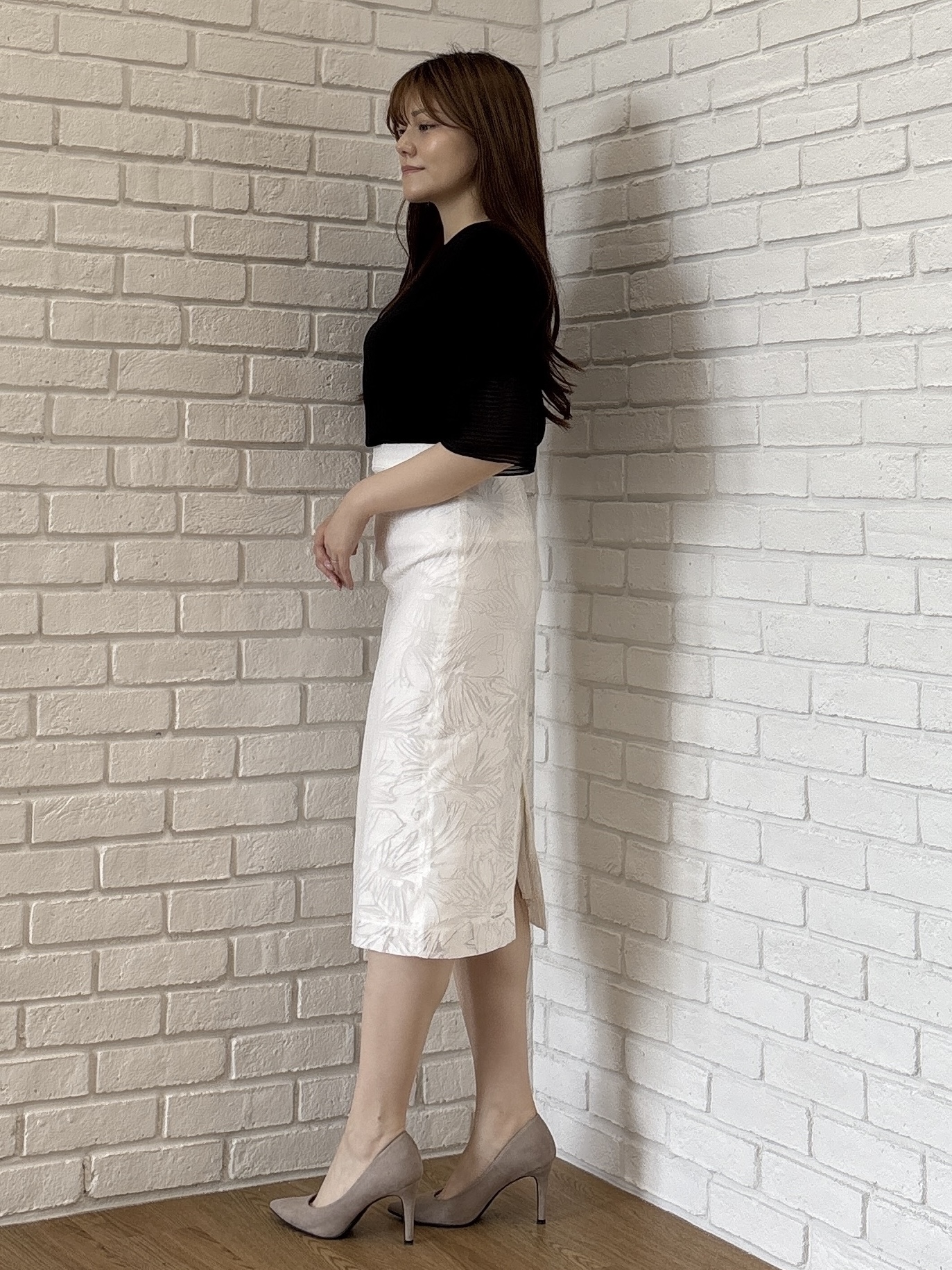 sayaさんの「COUP DE CHANCE｜【5分袖／日本製／接触冷感】異素材ドッキングカットソー」を使ったコーディネート