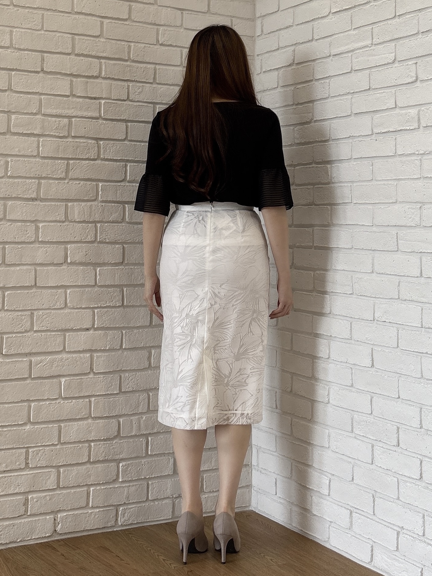 sayaさんの「COUP DE CHANCE｜【5分袖／日本製／接触冷感】異素材ドッキングカットソー」を使ったコーディネート