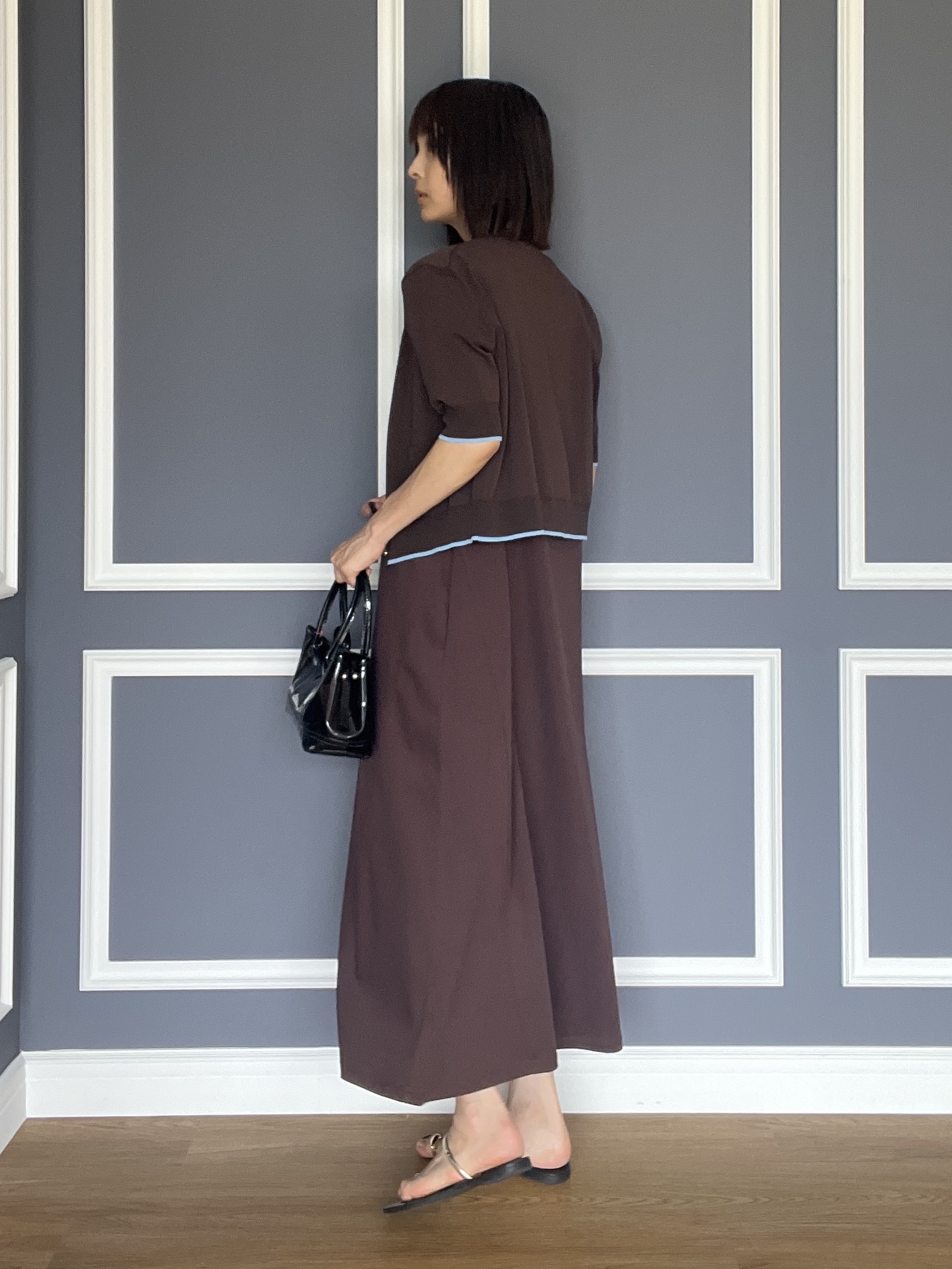 misaさんの「DRESSTERIOR｜【接触冷感／抗菌防臭／消臭/ウォッシャブル】アイスクリアコットン フレンチスリーブワンピース」を使ったコーディネート