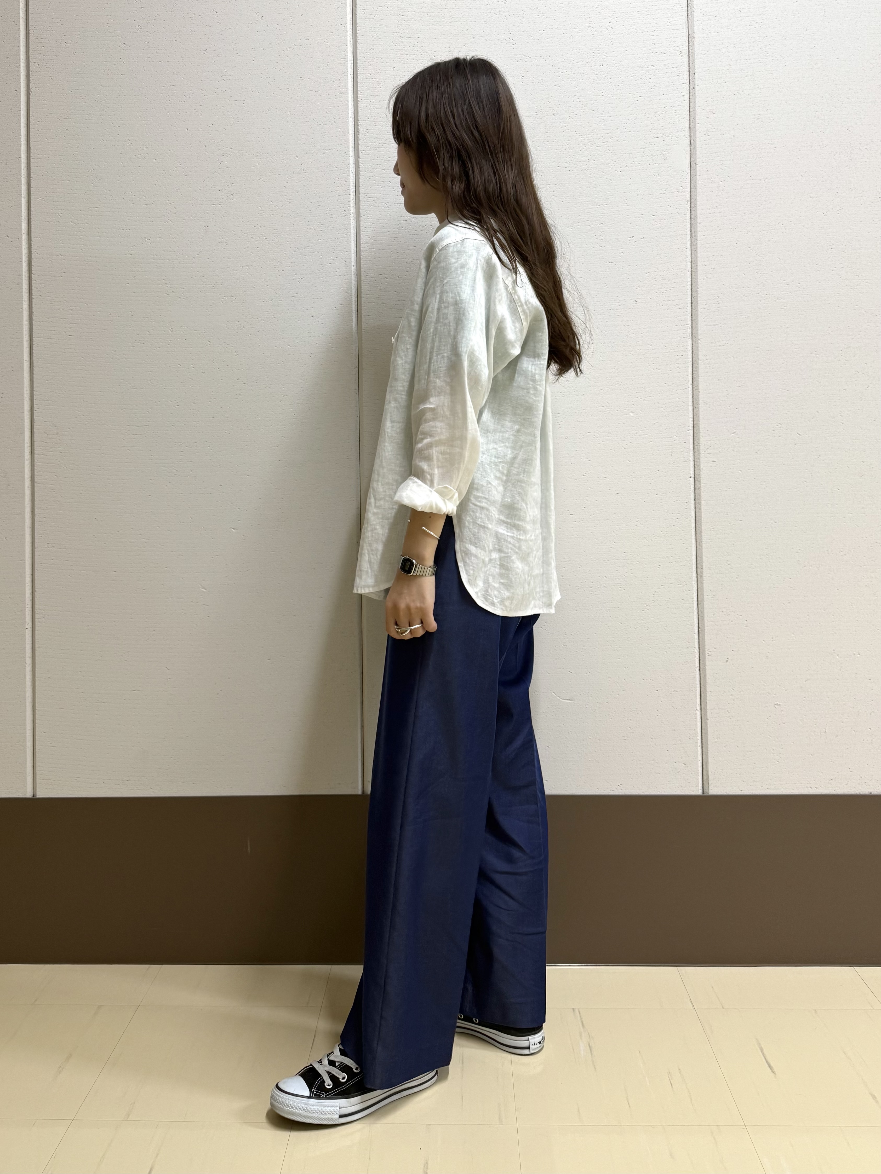 mamiさんの「INDIVI｜【洗える／コットン】ドライタッチさらりニットT」を使ったコーディネート