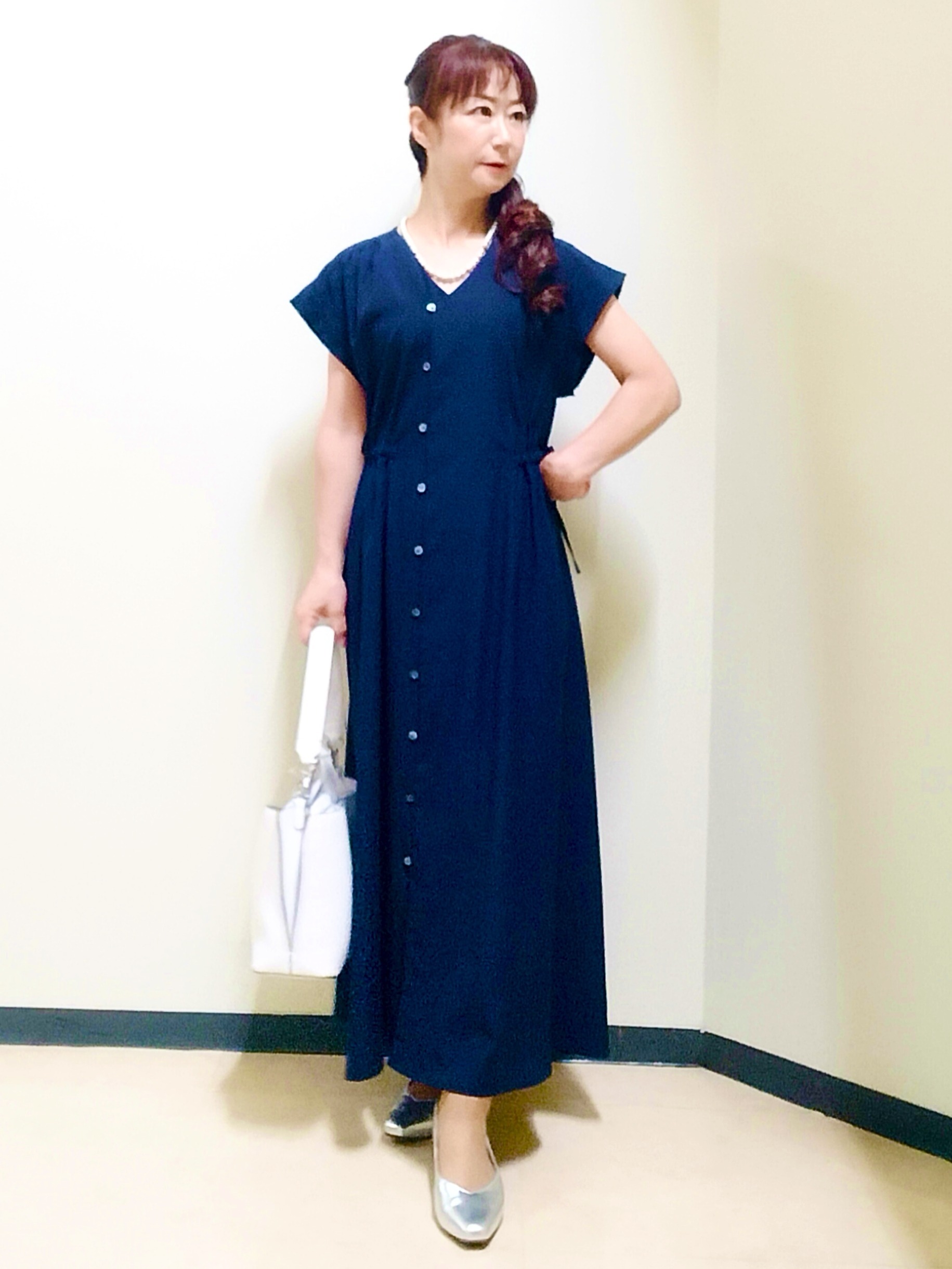 花さんの「Reflect｜【通気性あり／涼しい／マシンウォッシャブル】フロントボタンワンピース」を使ったコーディネート