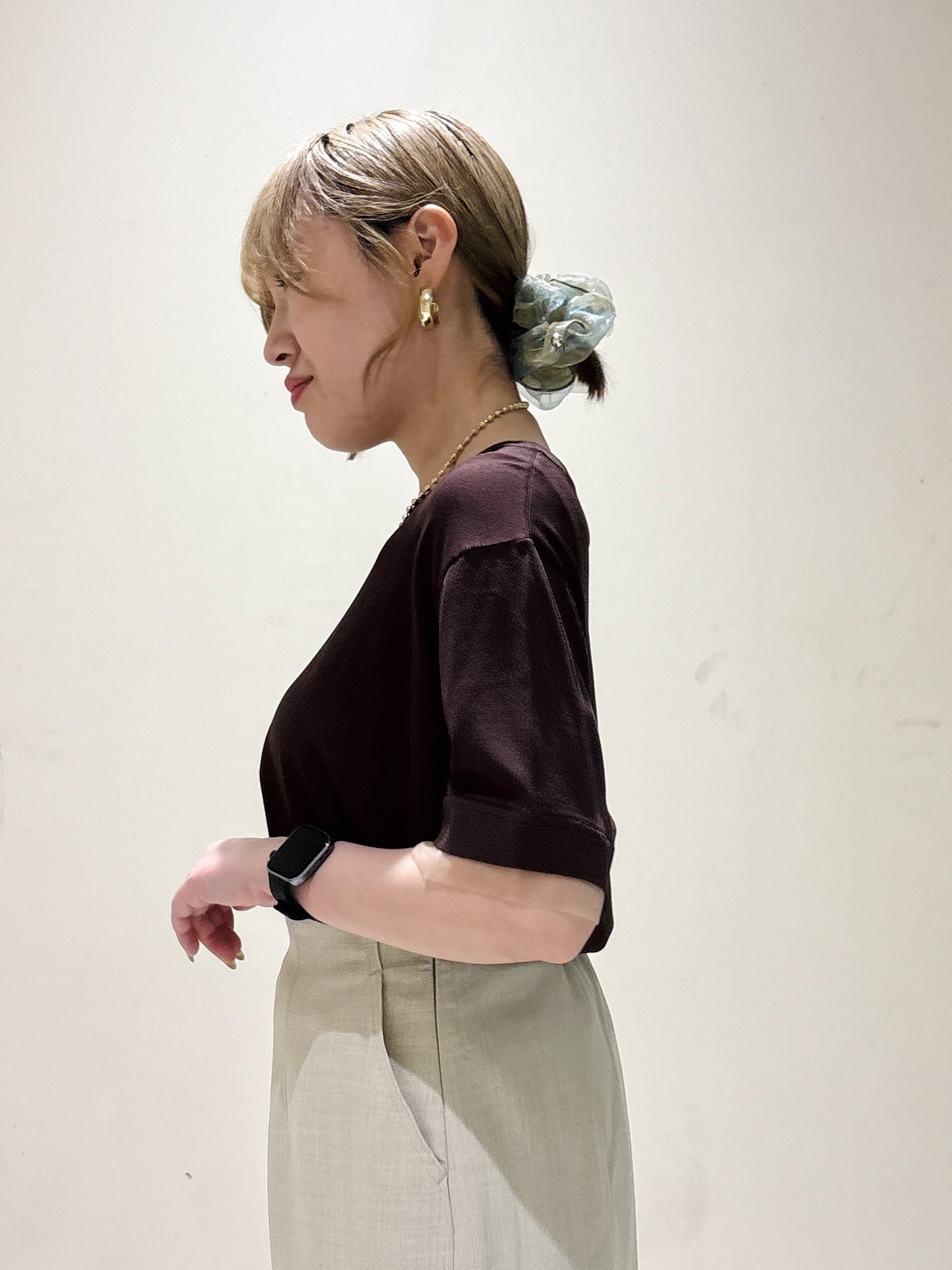 みきちぃさんの「OPAQUE.CLIP｜【UV／接触冷感／抗ピル】シアー＆レイヤード風さらりニット《洗濯機OK》」を使ったコーディネート
