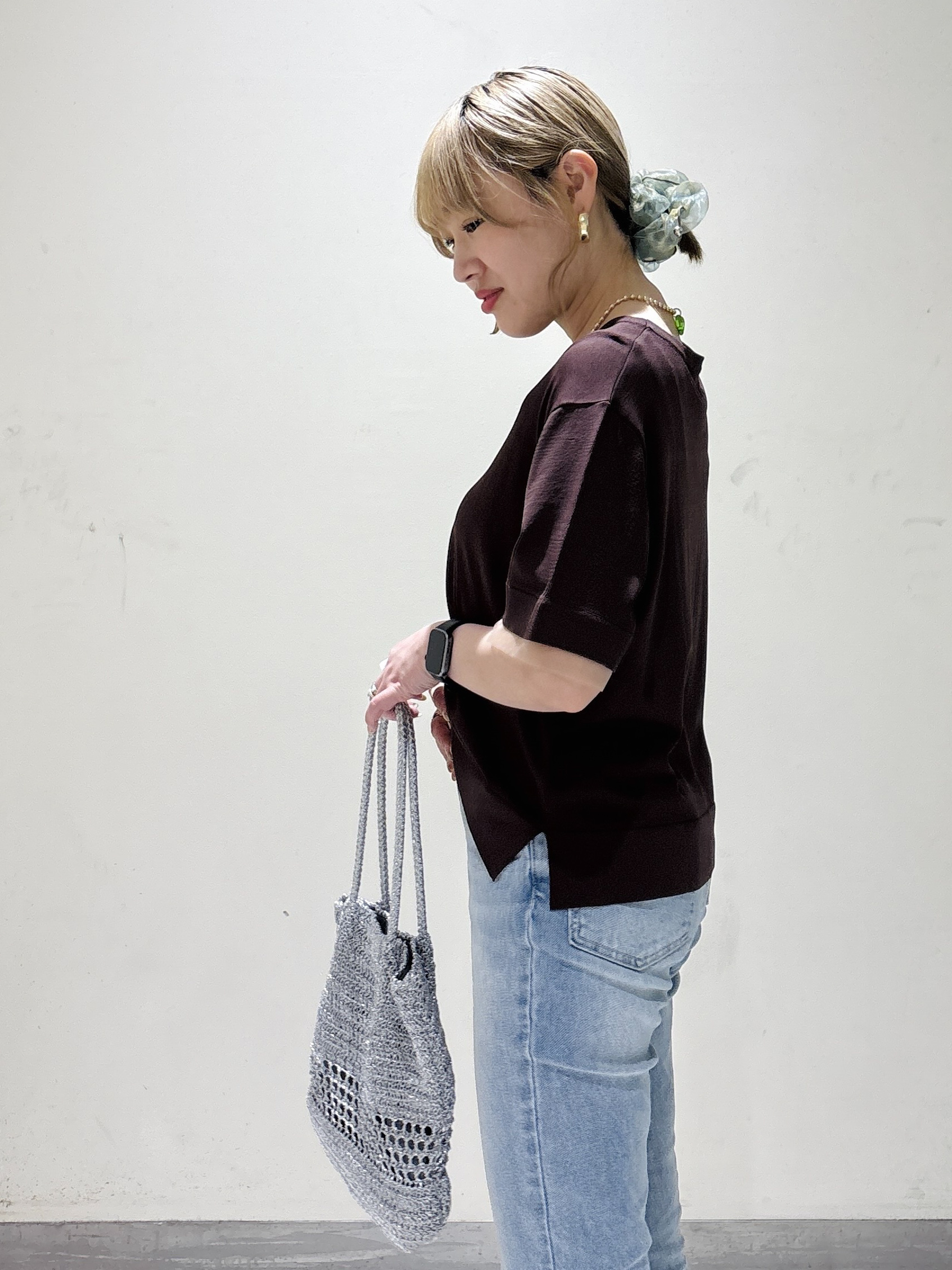 みきちぃさんの「OPAQUE.CLIP｜【UV／接触冷感／抗ピル】シアー＆レイヤード風さらりニット《洗濯機OK》」を使ったコーディネート