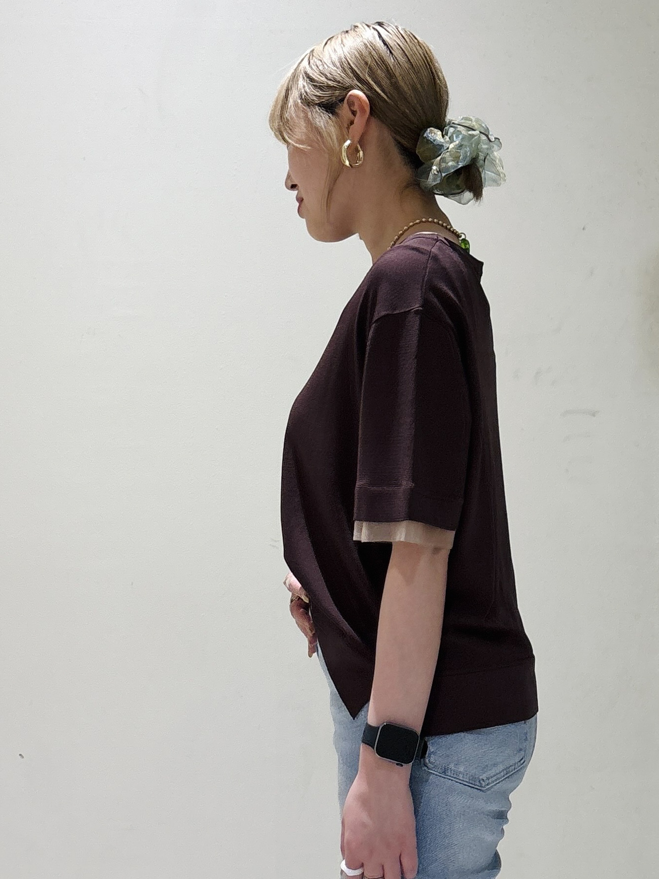 みきちぃさんの「OPAQUE.CLIP｜【UV／接触冷感／抗ピル】シアー＆レイヤード風さらりニット《洗濯機OK》」を使ったコーディネート