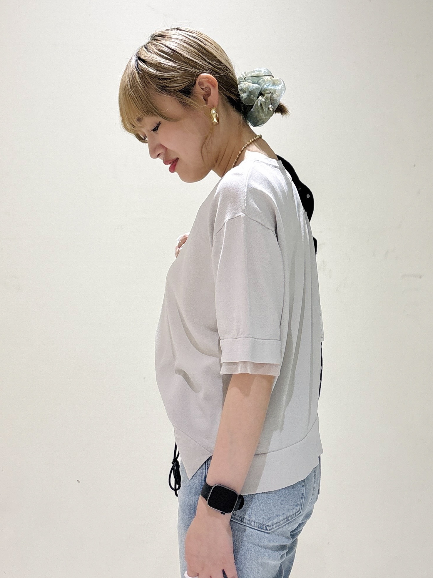みきちぃさんの「OPAQUE.CLIP｜【UV／接触冷感／抗ピル】シアー＆レイヤード風さらりニット《洗濯機OK》」を使ったコーディネート