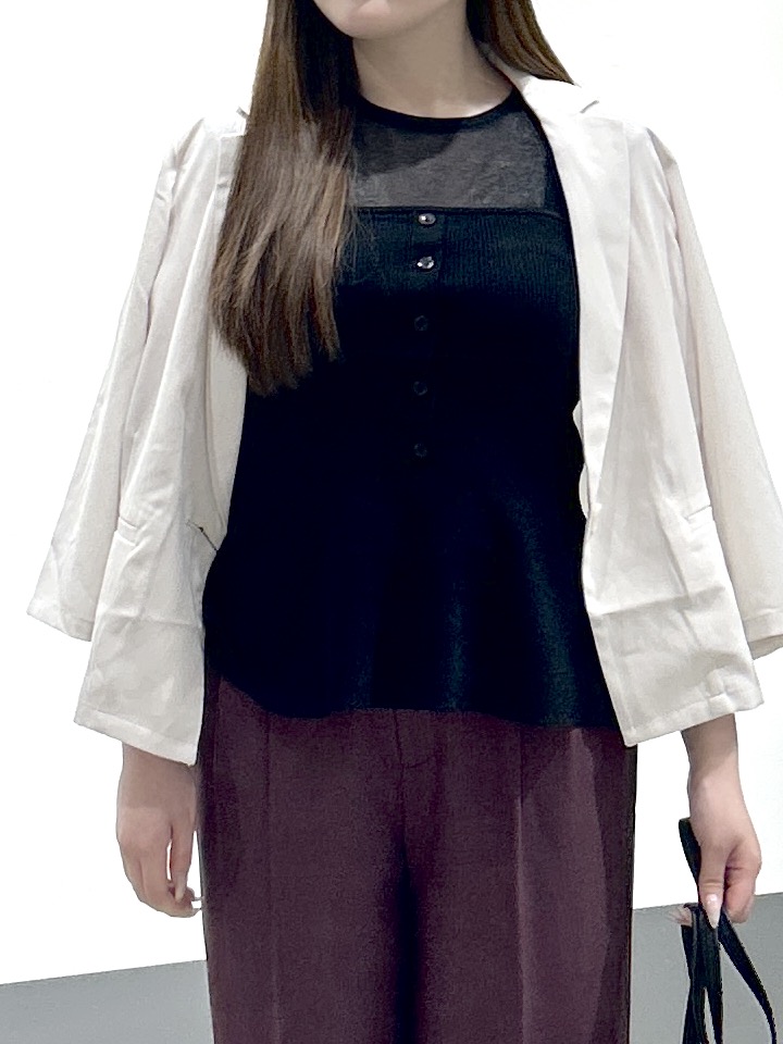 sayaさんの「OPAQUE.CLIP｜【接触冷感／防シワ】ひんやり7分袖テーラードジャケット《洗濯機OK》」を使ったコーディネート