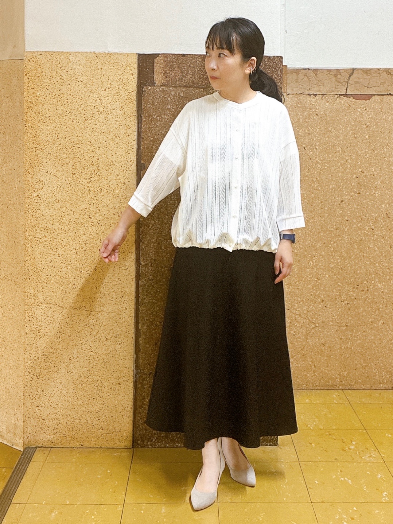 hattoriさんの「INDIVI｜【さらっと素材／洗える】キカレースブラウス」を使ったコーディネート