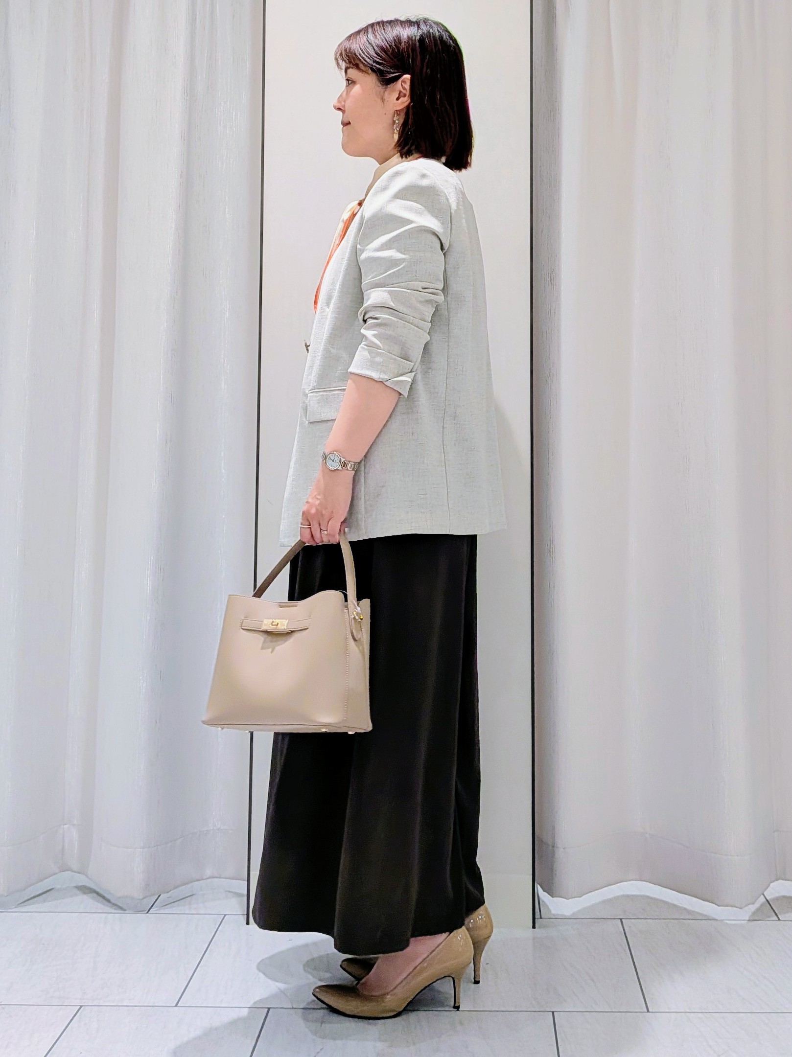 Onumaさんの「UNTITLED｜【さらりと快適/セットアップ可/UV/接触冷感】スラブカラーレスジャケット」を使ったコーディネート