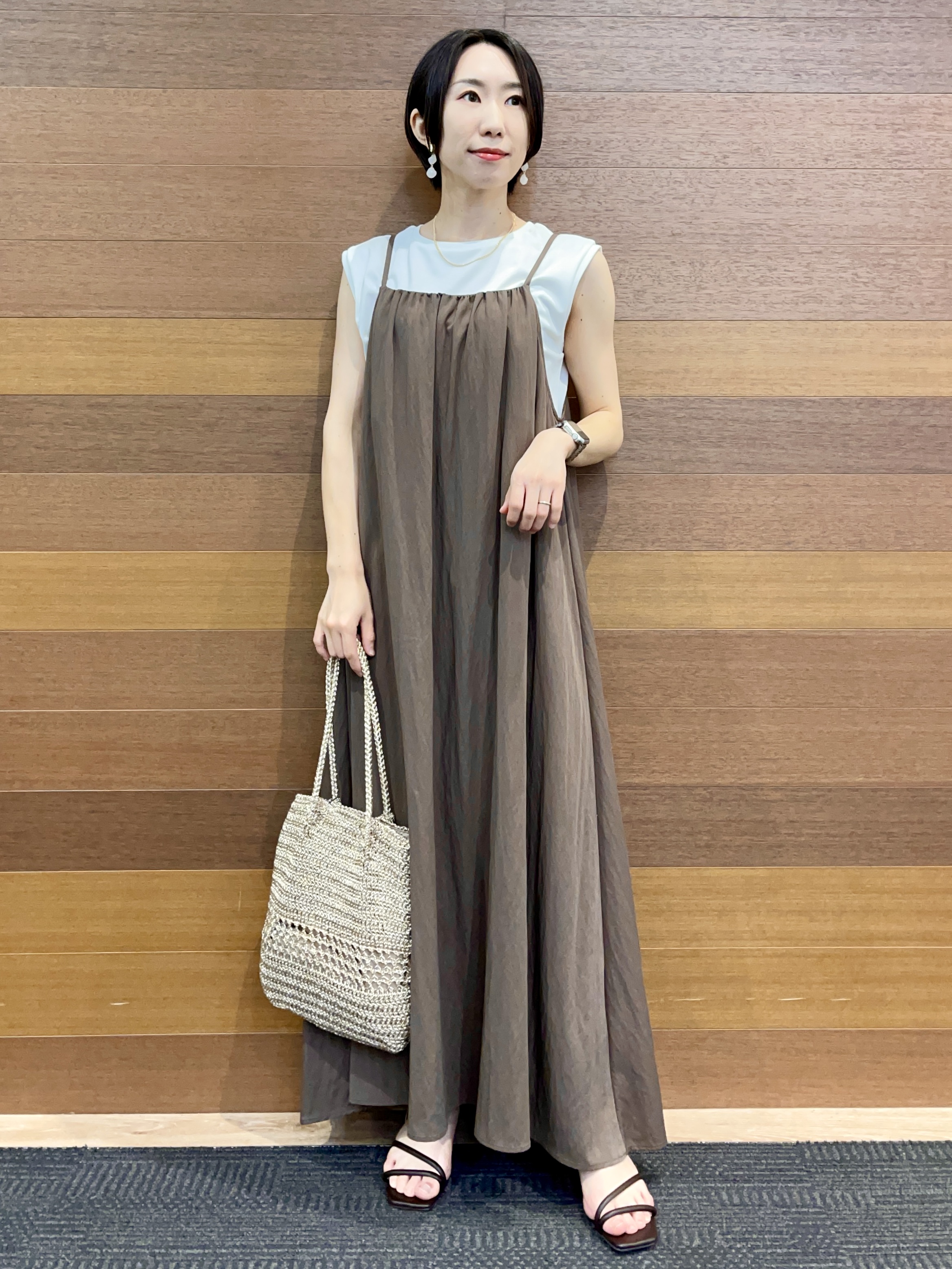 umiさんの「OPAQUE.CLIP｜マルチボーダーアソート ノースリーブTシャツ【洗濯機OK】」を使ったコーディネート