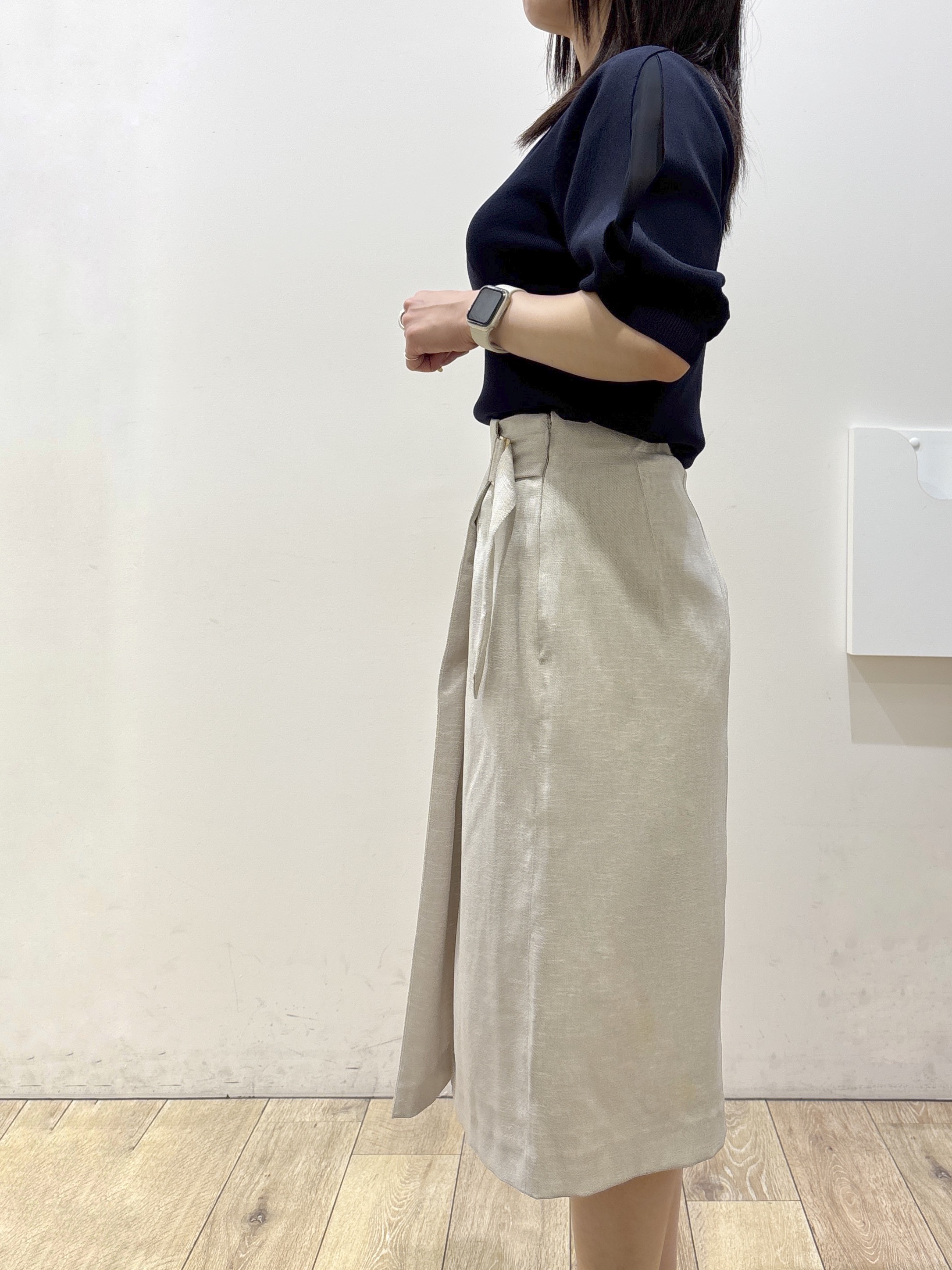 mameさんの「index｜【接触冷感】クールタッチラップスリーブニット《UVケア／洗濯機OK／XS～3L／9col》」を使ったコーディネート