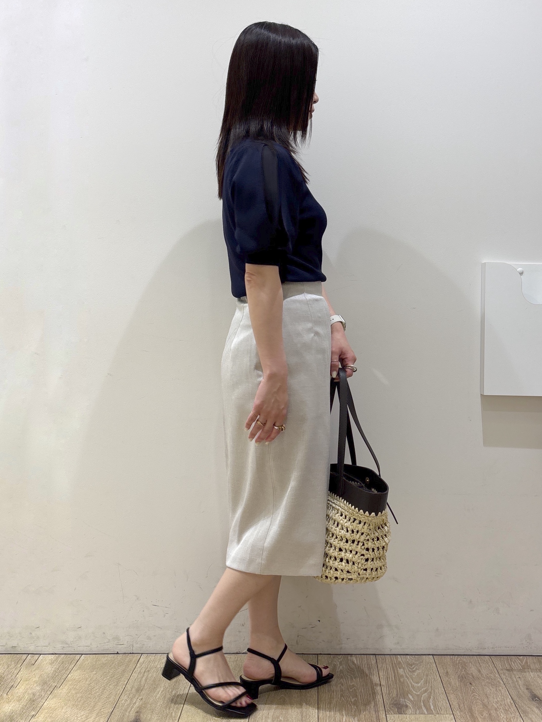 mameさんの「index｜【接触冷感】クールタッチラップスリーブニット《UVケア／洗濯機OK／XS～3L／9col》」を使ったコーディネート