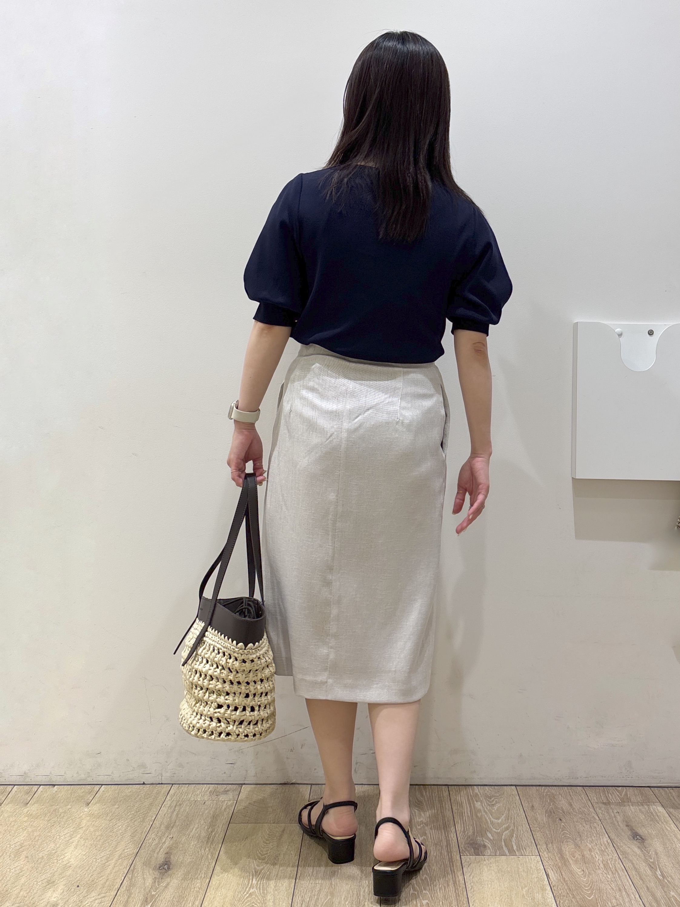 mameさんの「index｜【接触冷感】クールタッチラップスリーブニット《UVケア／洗濯機OK／XS～3L／9col》」を使ったコーディネート