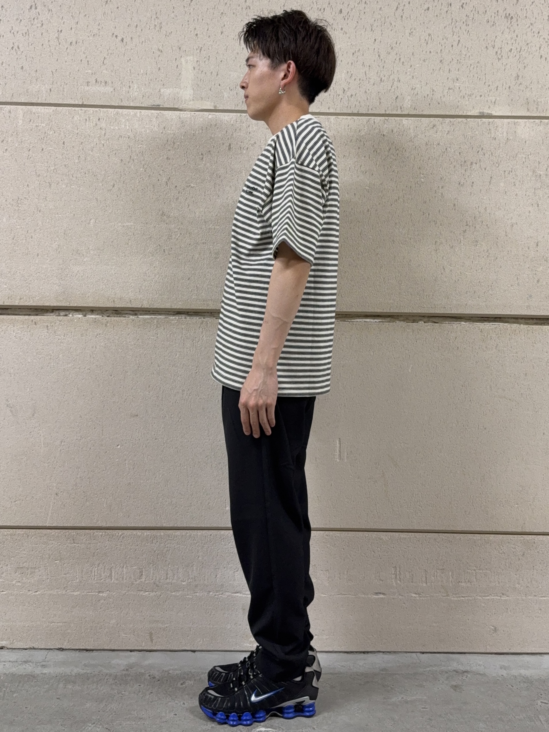 カシマさんの「THE SHOP TK｜COOLボーダー 半袖Tシャツ 接触冷感／洗濯機OK」を使ったコーディネート