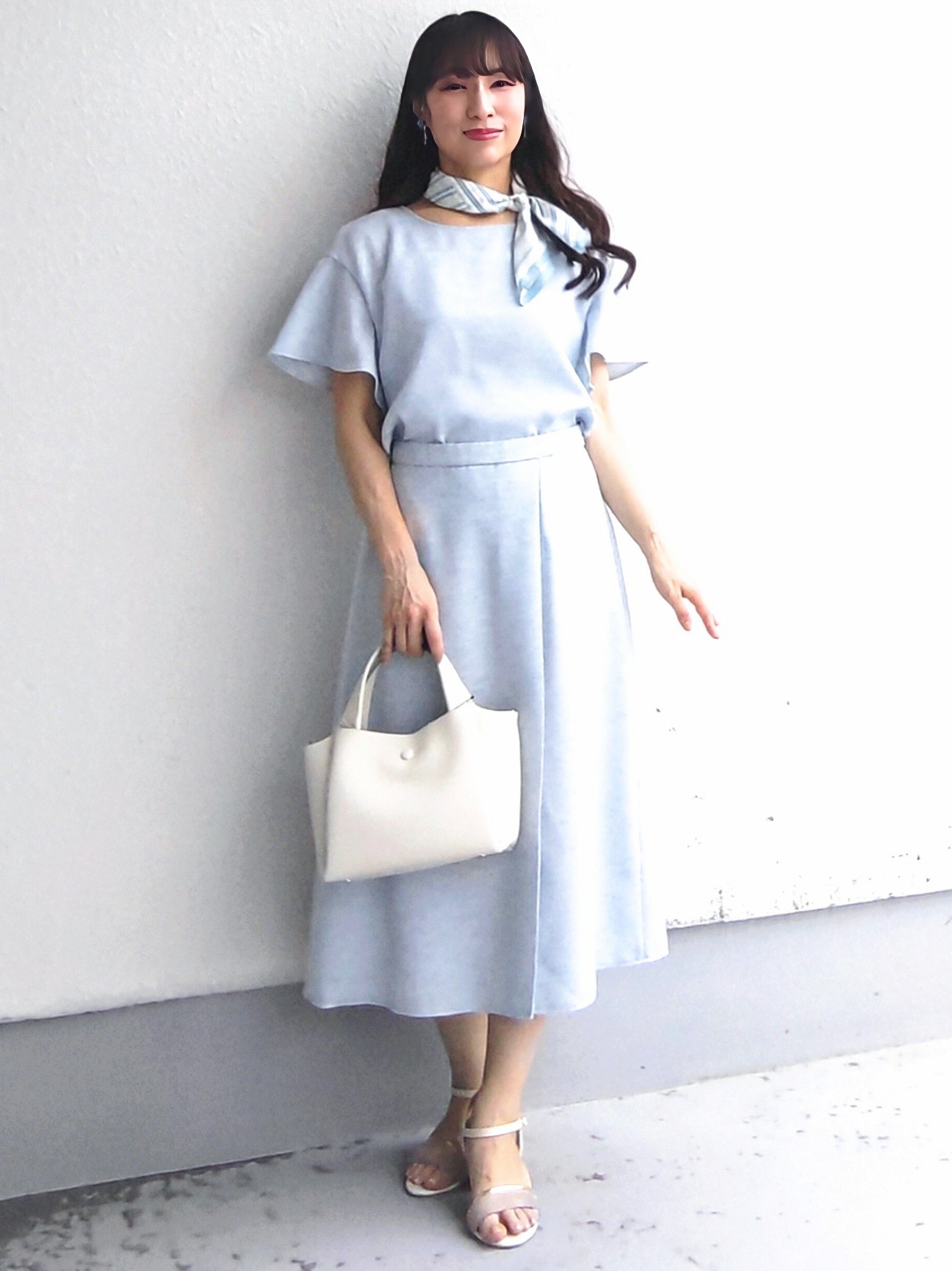 keinaさんの「SunaUna｜【手洗い可／日本製】リネンライク フリル袖ブラウス」を使ったコーディネート